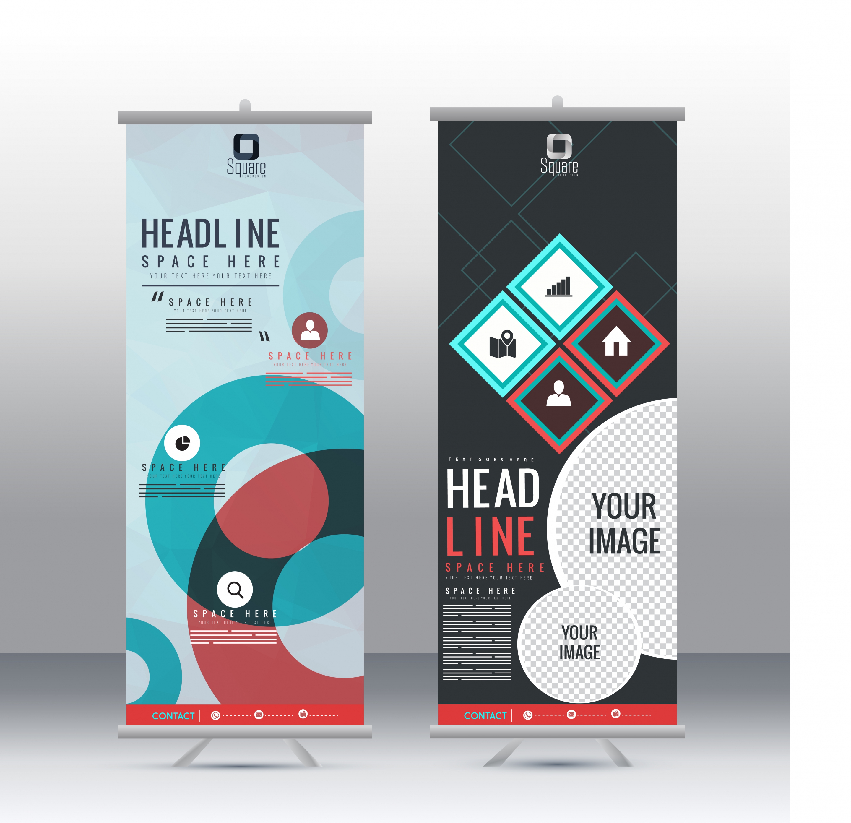 banner templates vertical roll design modern geometric decor