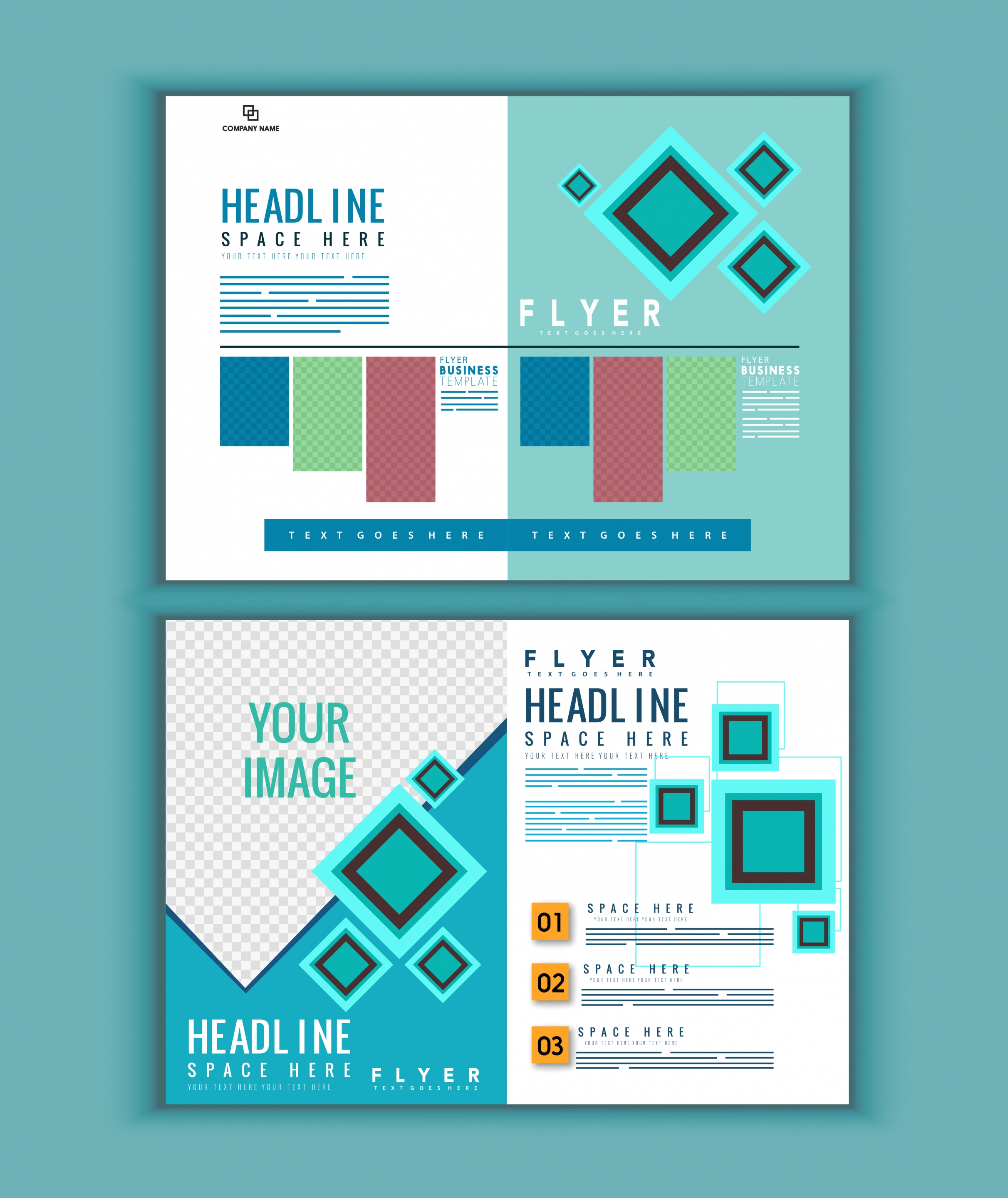 corporate flyer templates multicolored geometric decoration