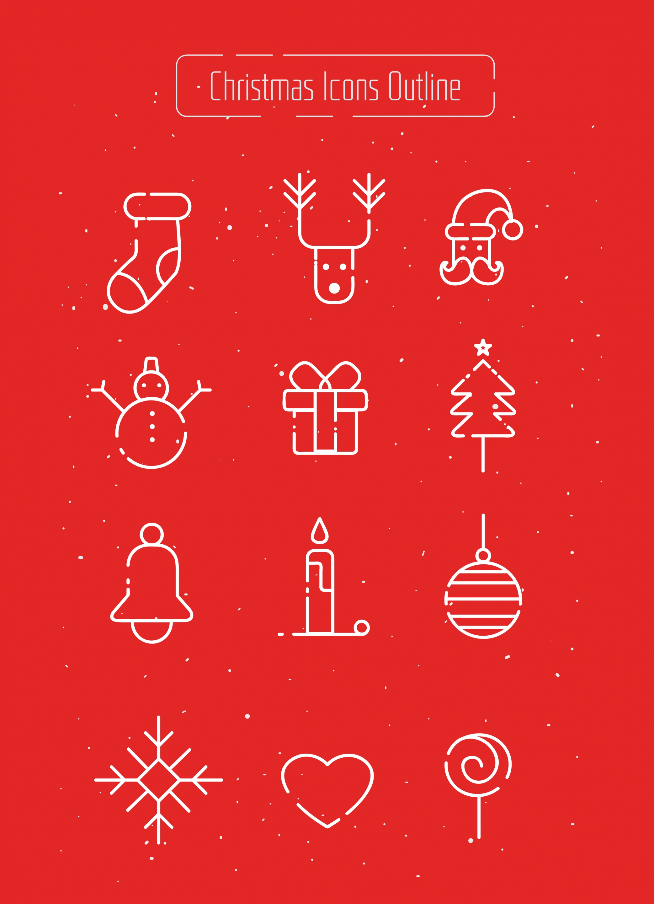 christmas design elements flat symbols outline