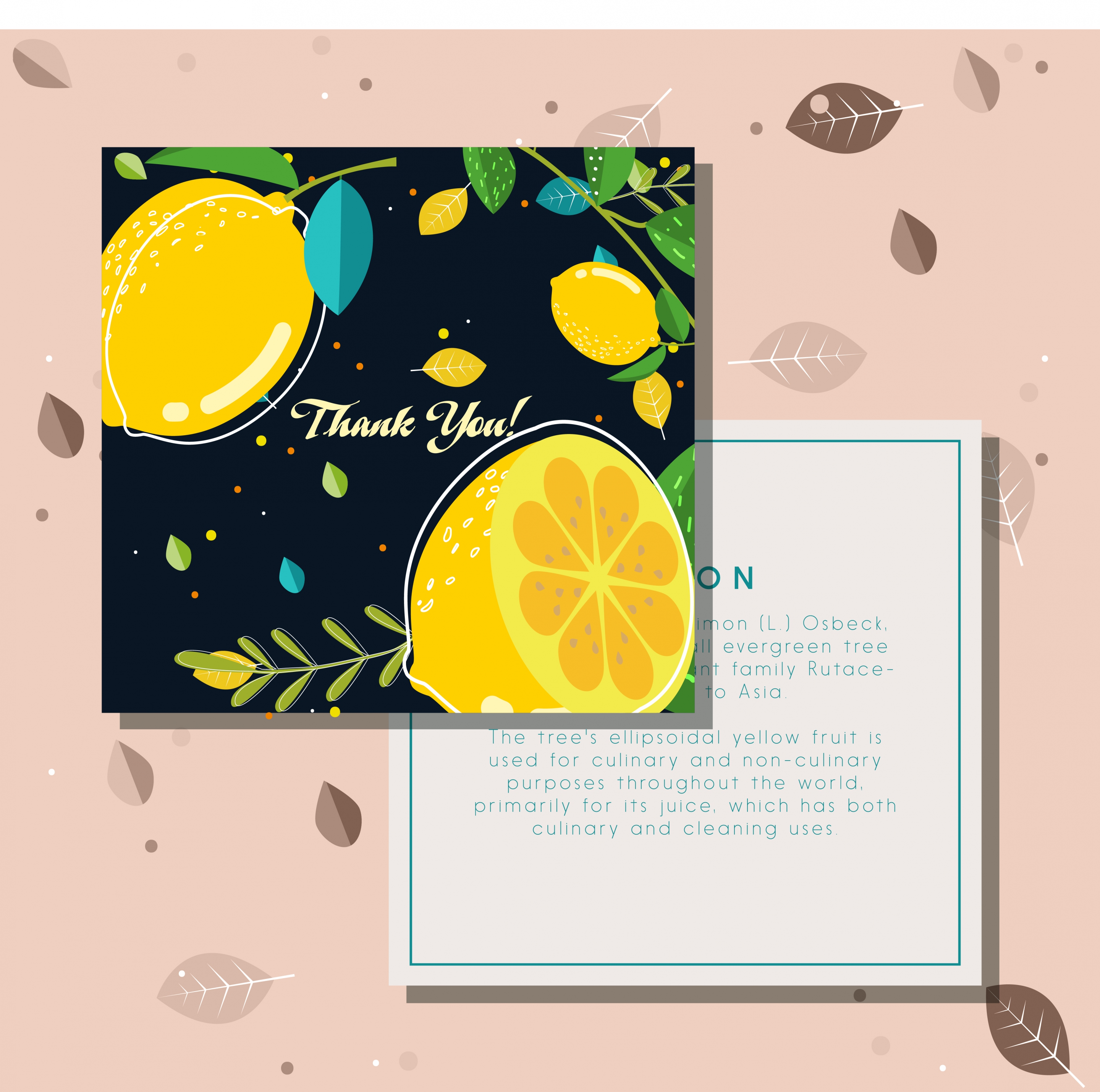 thanking postcard lemon fruits decoration