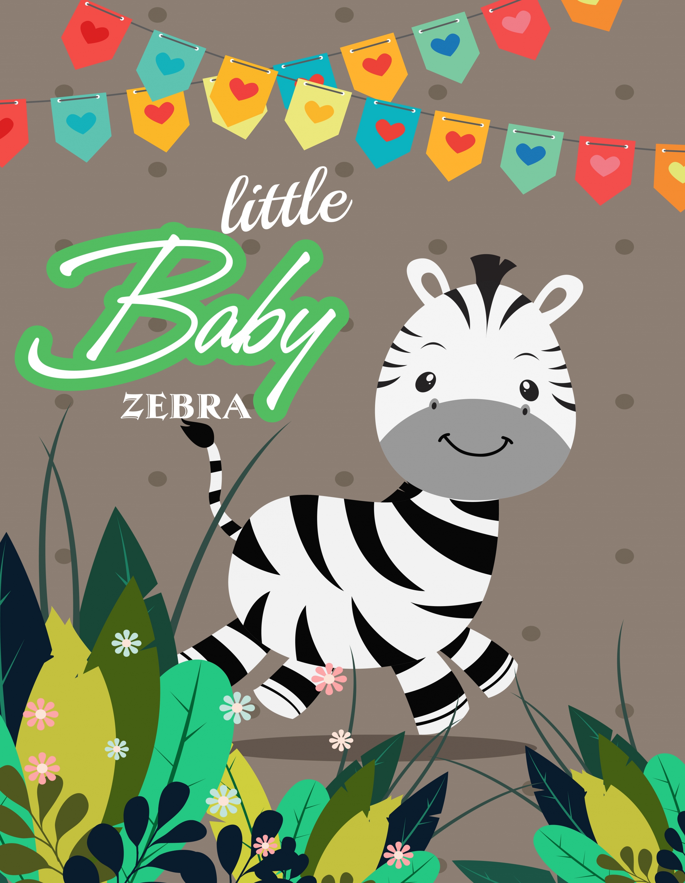 cute baby zebra drawing colored cartoon design