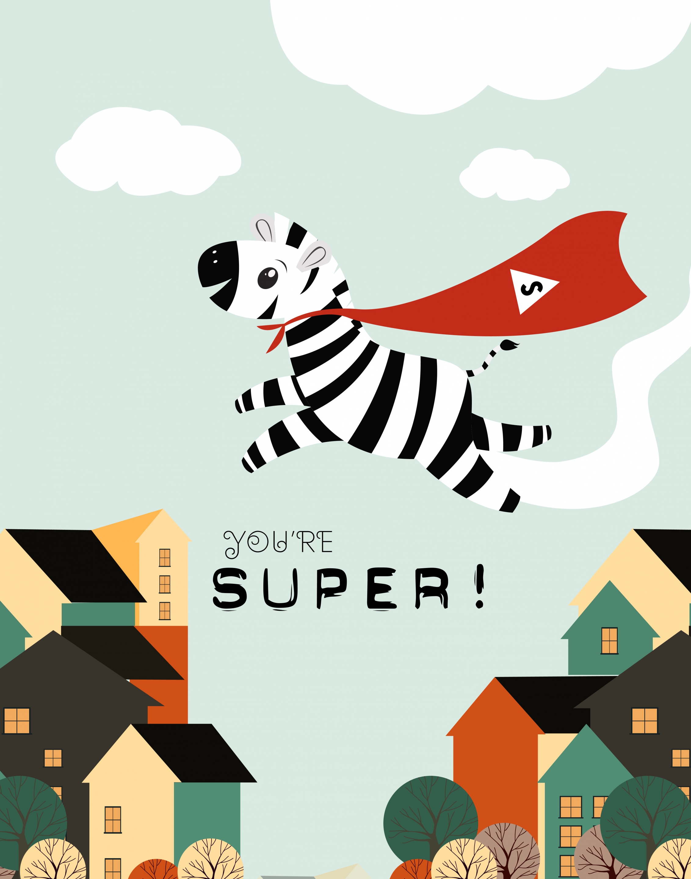 super zebra drawing funny cartoon design