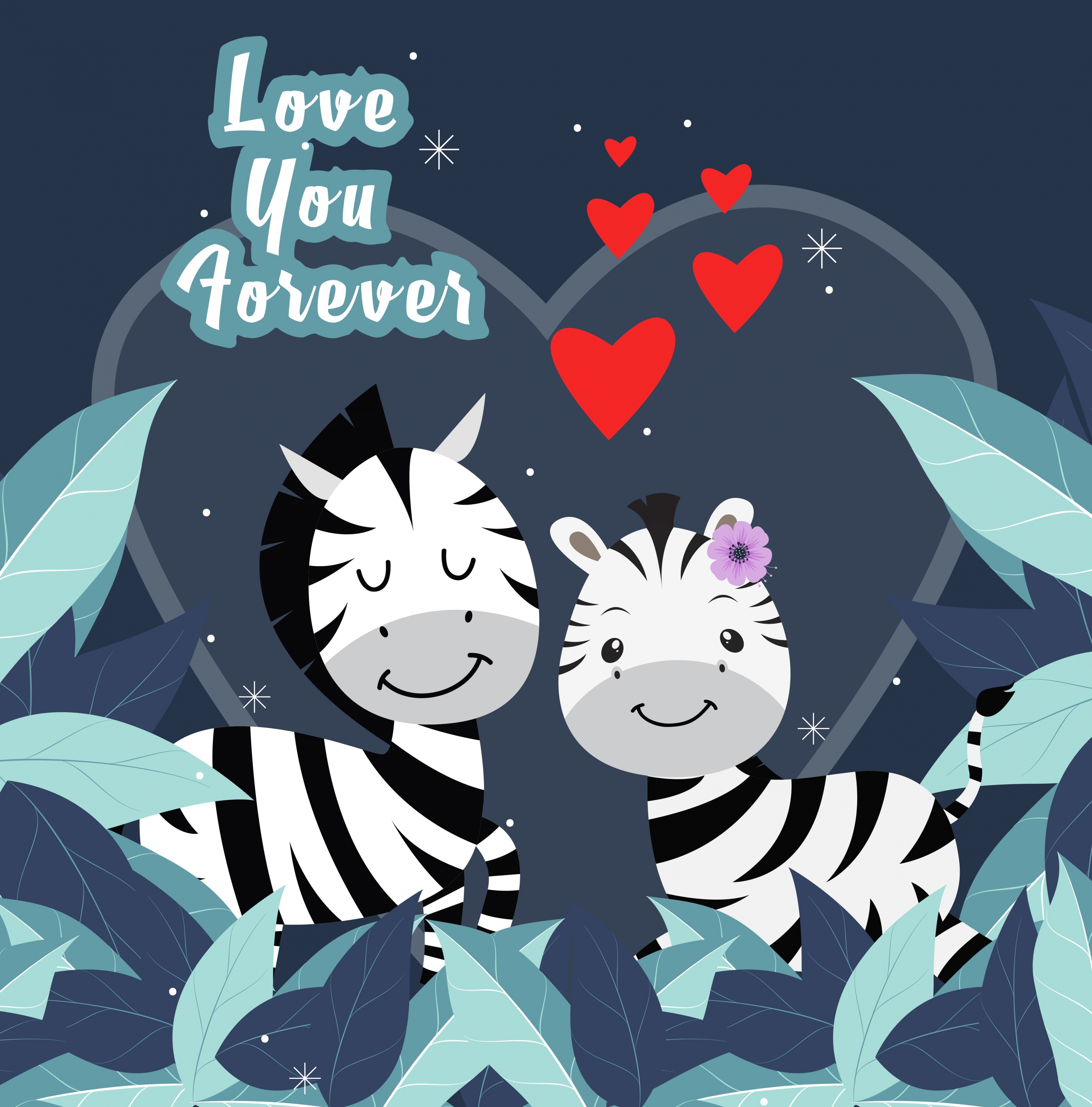 love background zebra icons cute stylized cartoon design