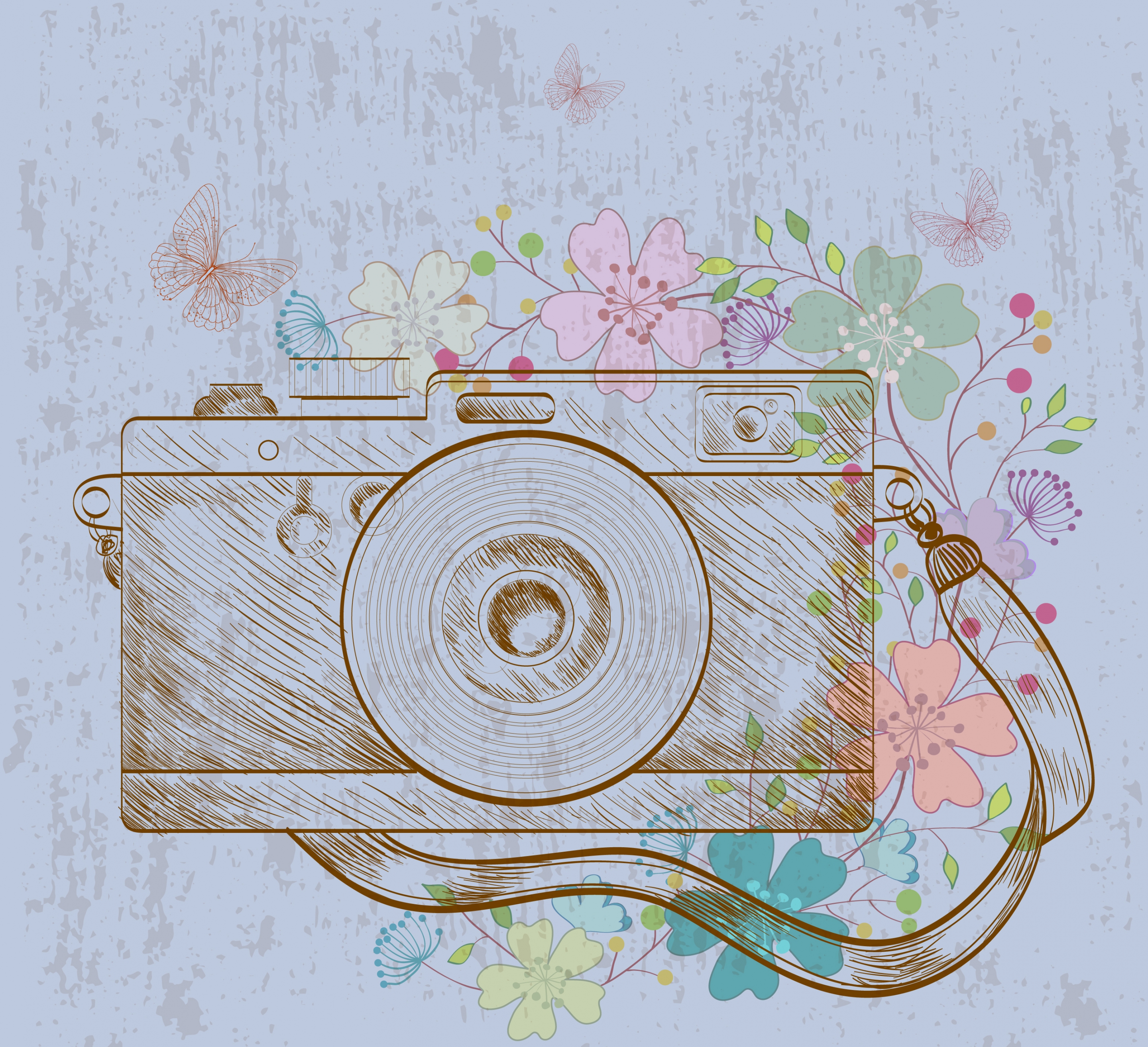 camera drawing retro handdrawn design