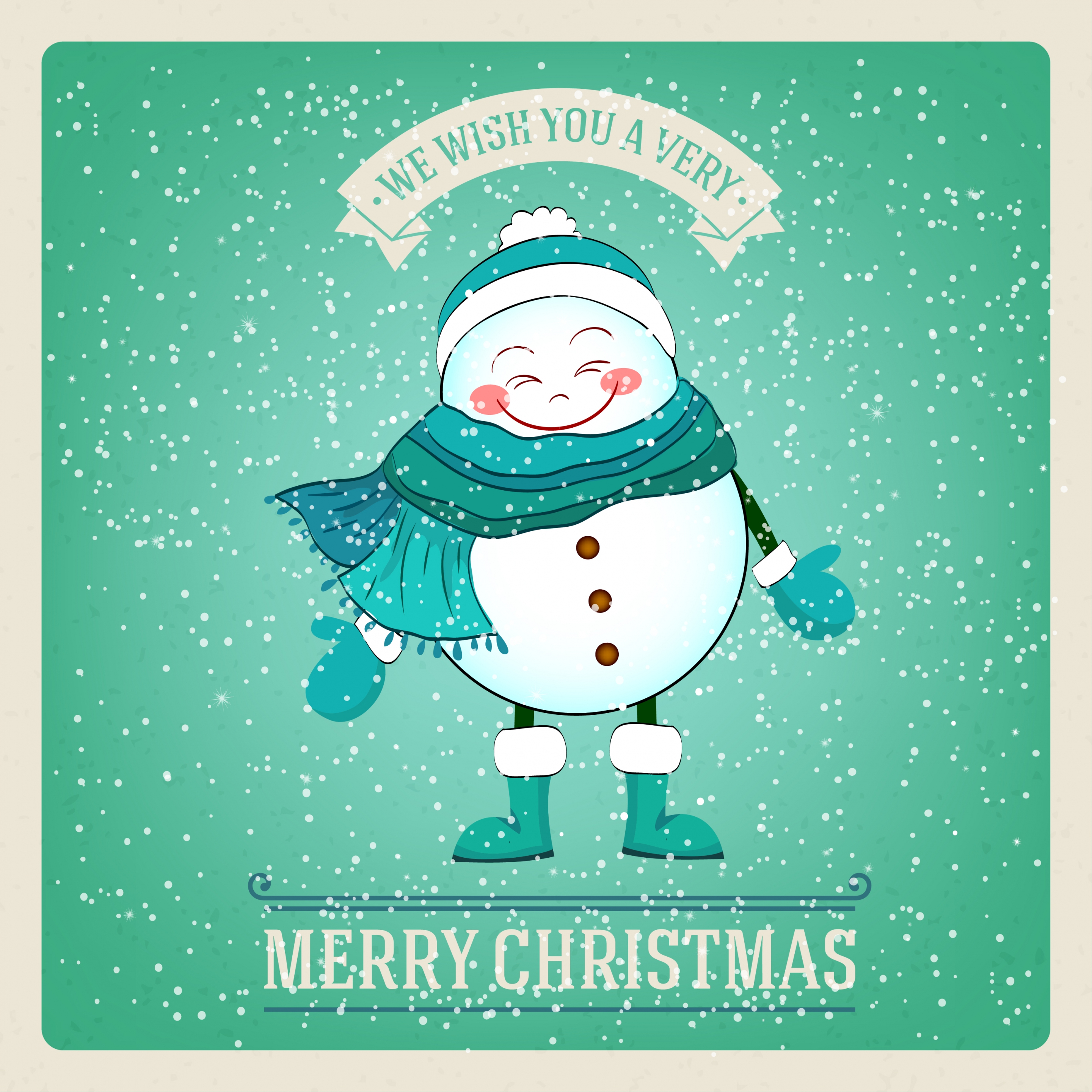 christmas banner stylized cute snowman falling snow