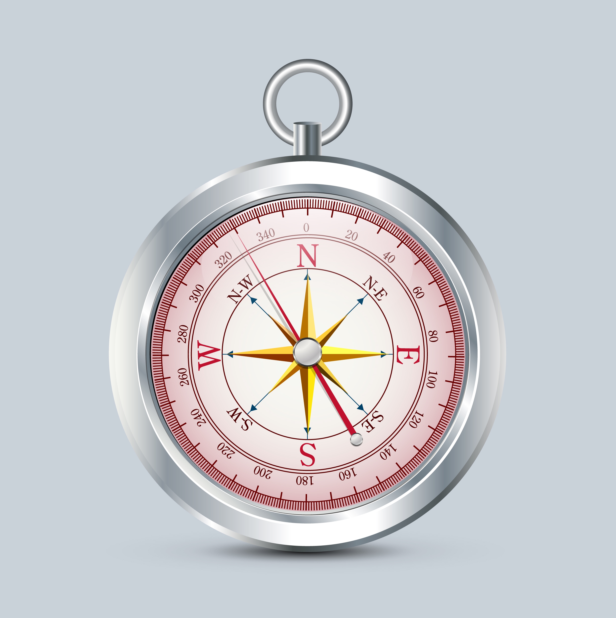 compass icon shiny grey metallic design closeup style