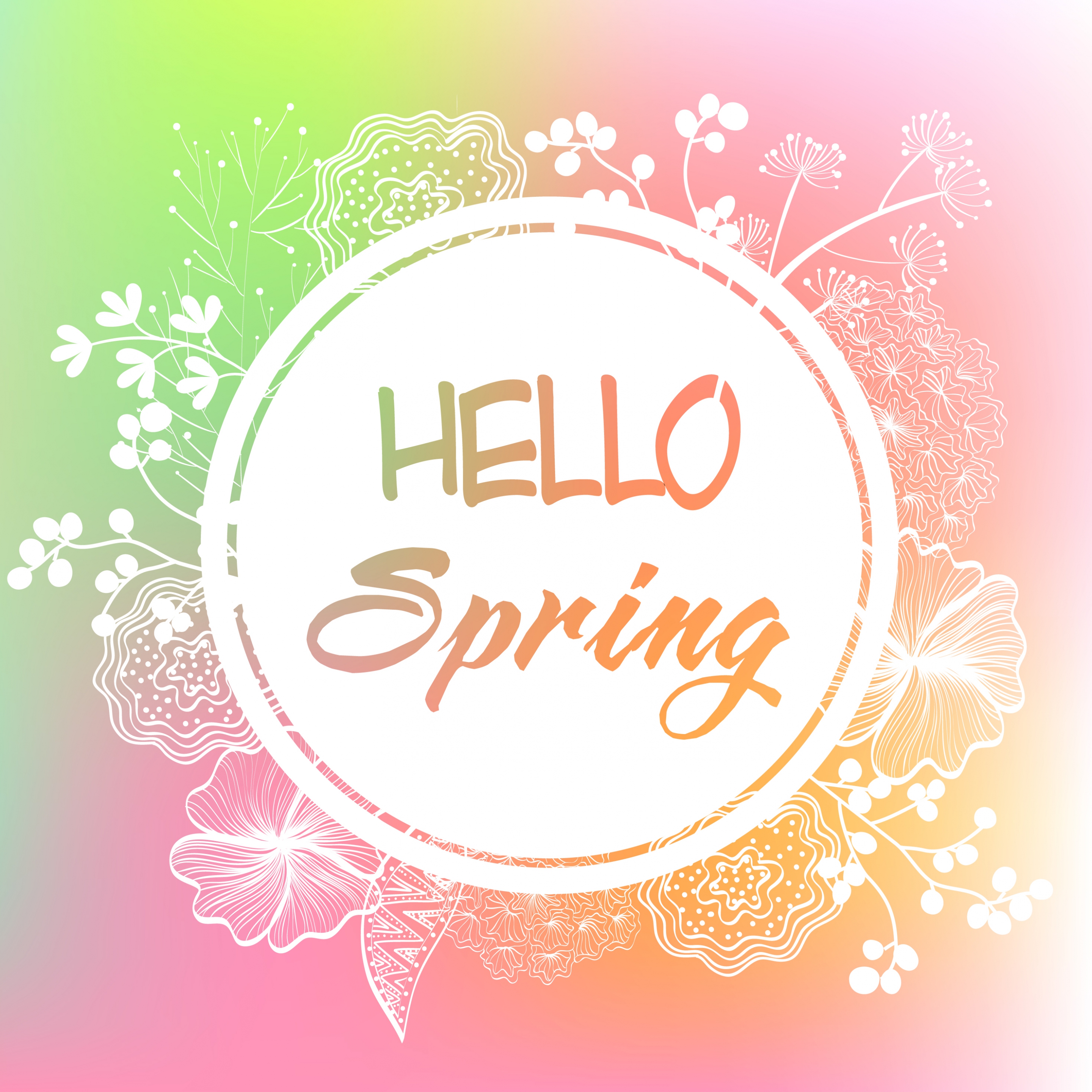 spring banner flowers sketch circle decoration