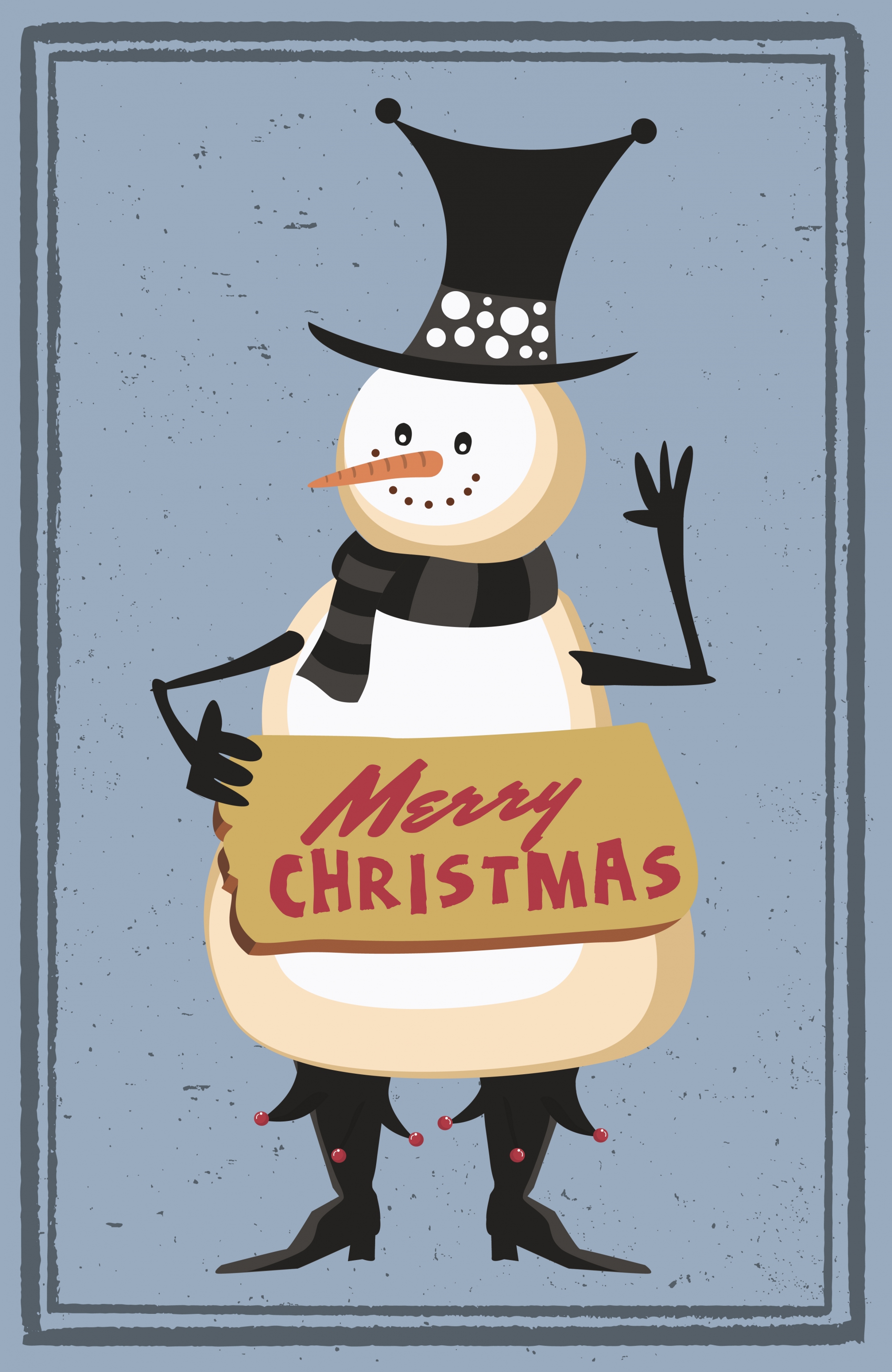 christmas banner stylized snowman icon retro design