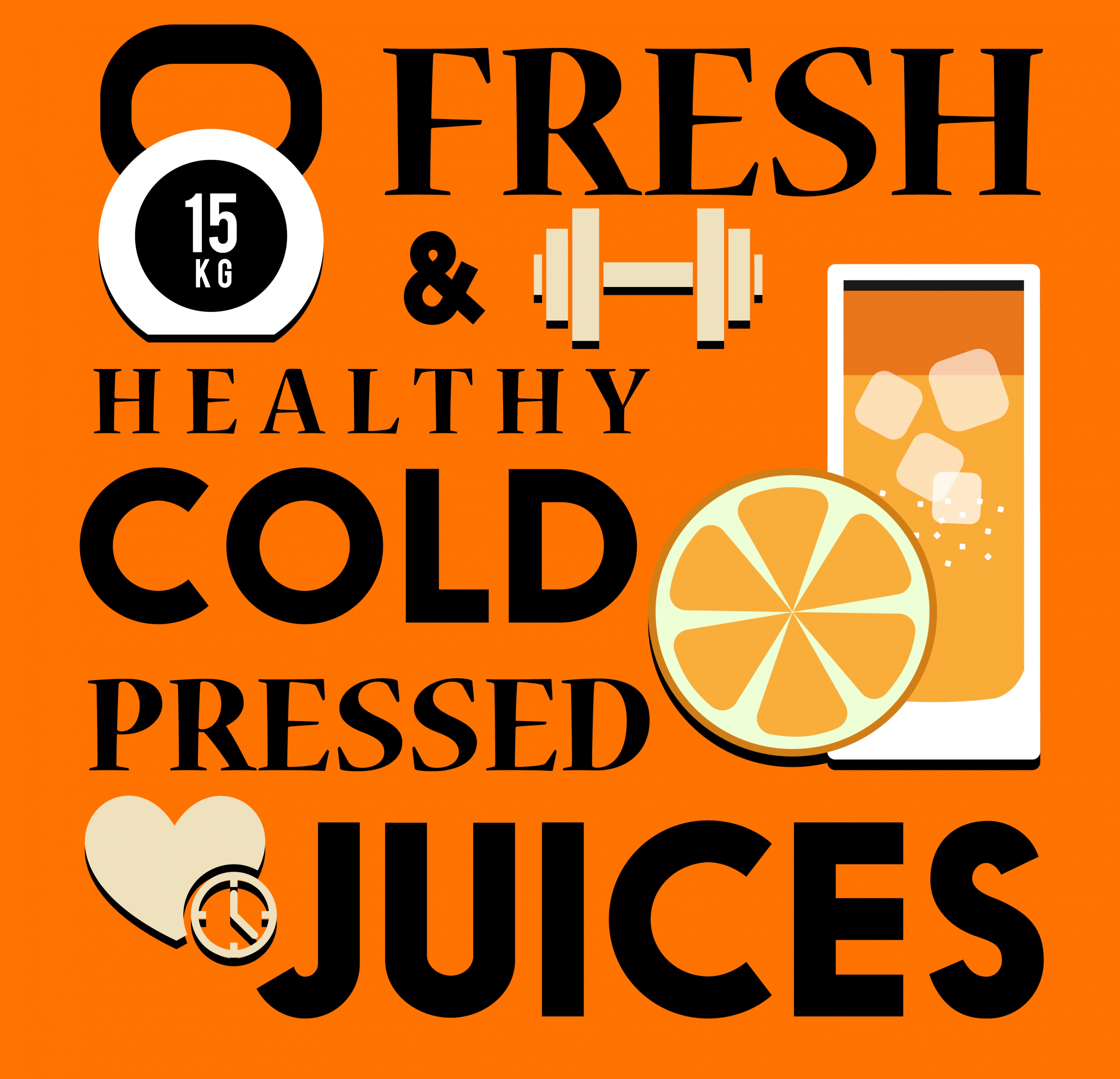 healthy lifestyle banner orange juice dumbbell texts icons