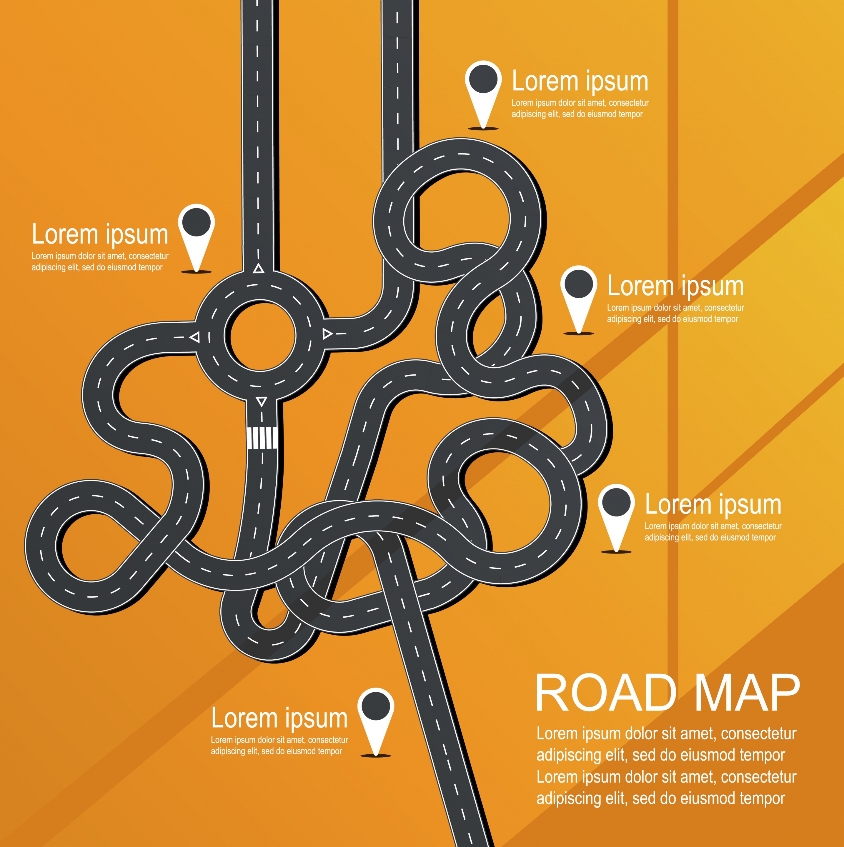 navigation banner twisted road icons flat design