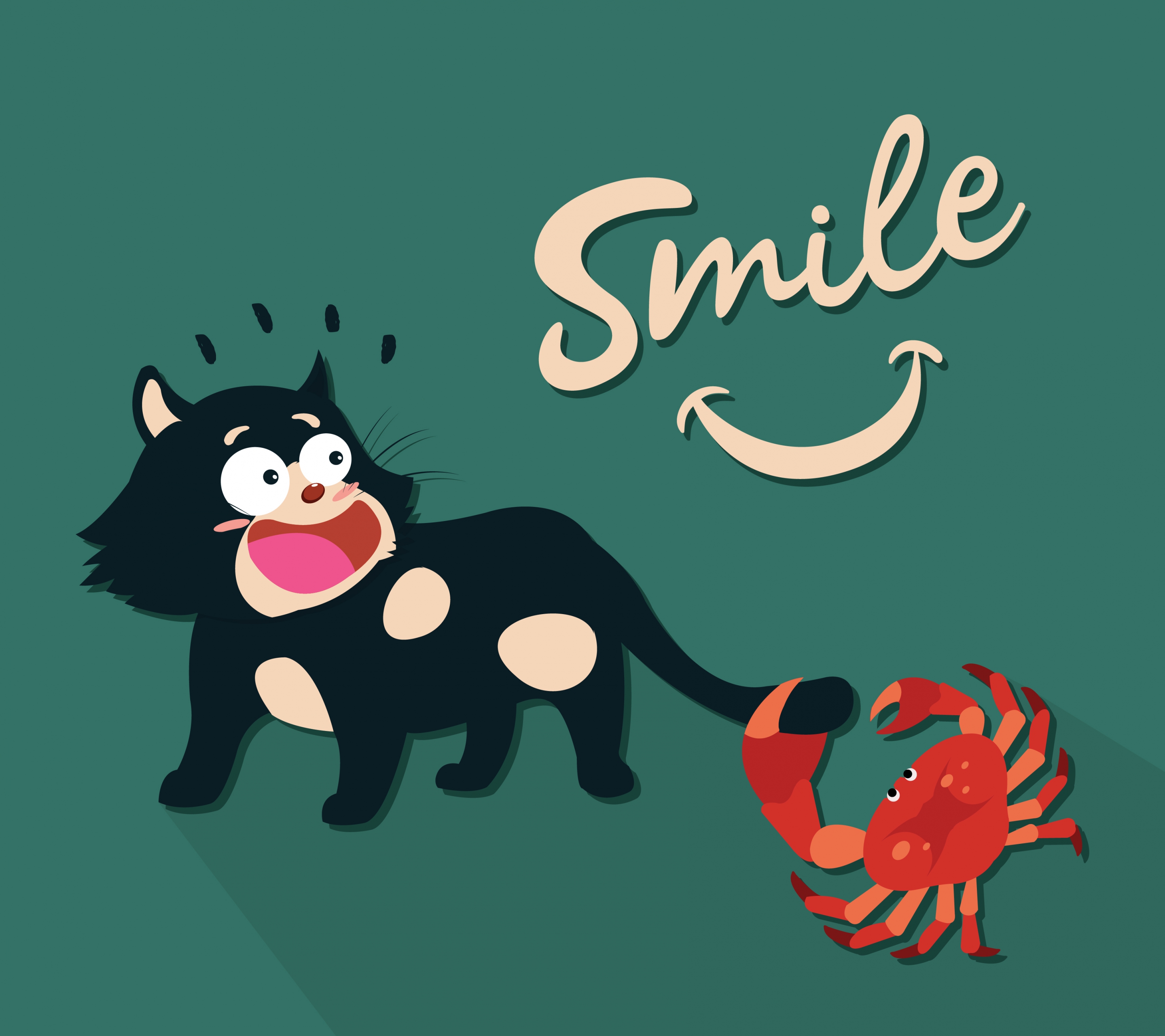 funny drawing smile concept cat crab icons