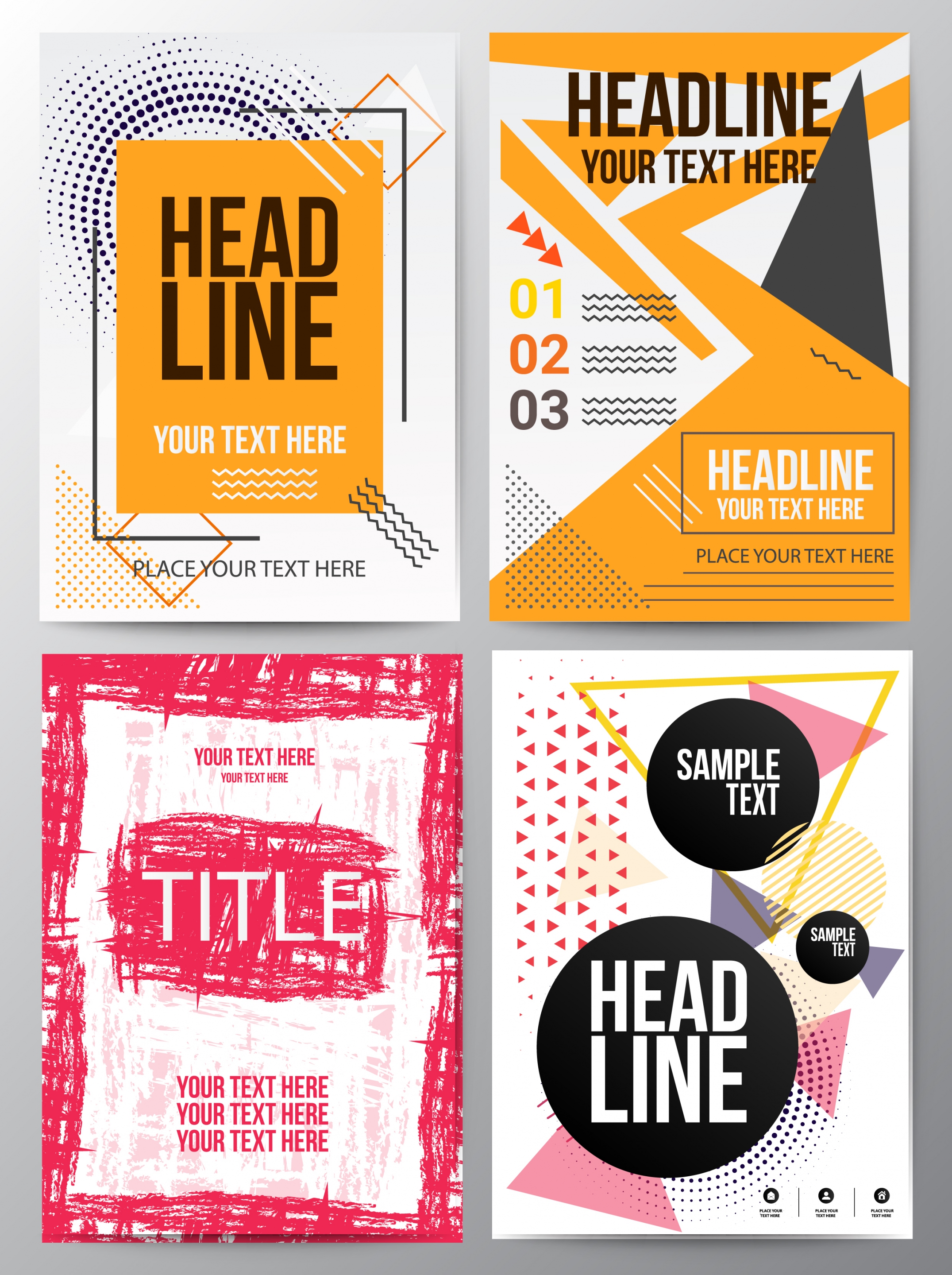 flyer sets grungy geometric modern design