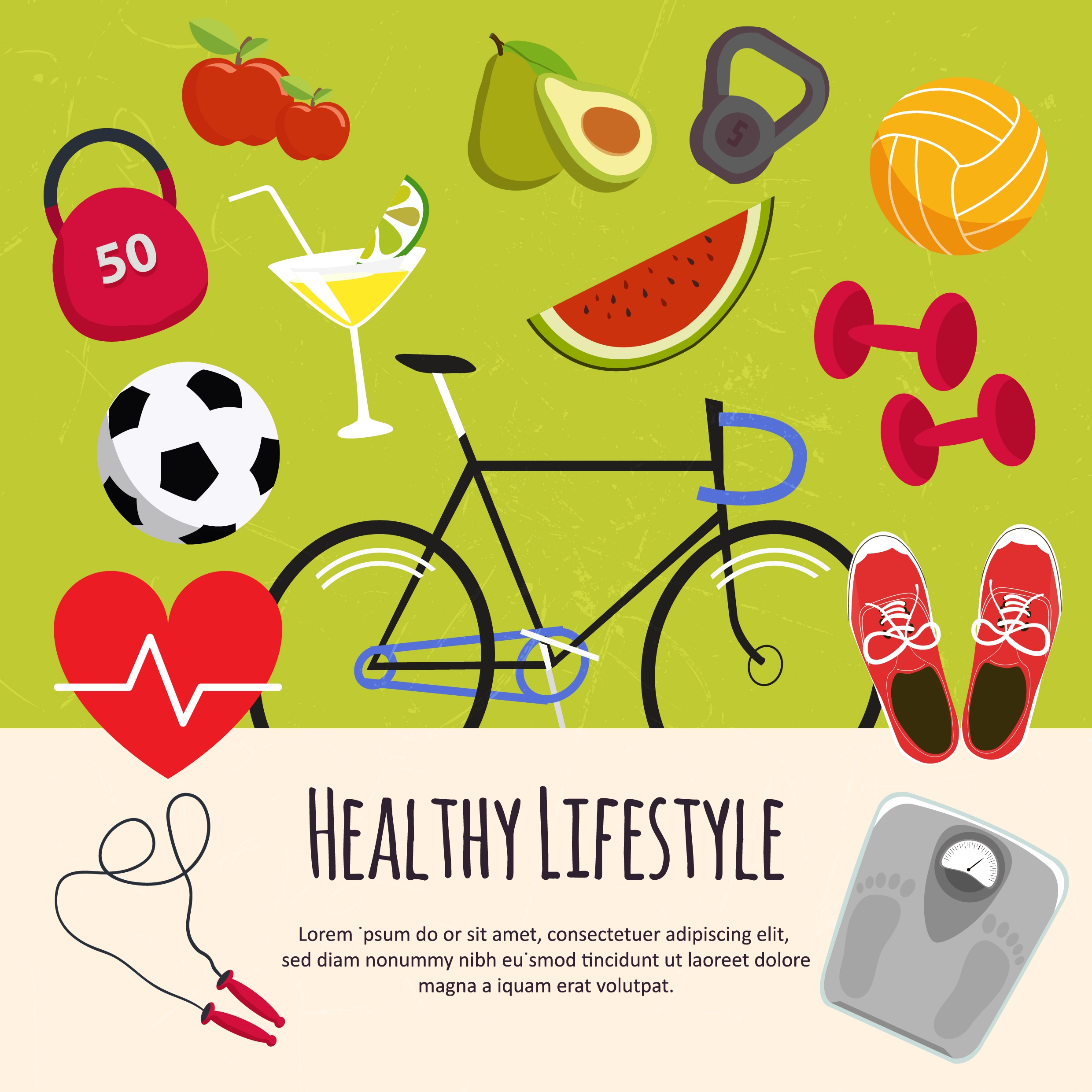 healthy lifestyle design elements various colored symbols