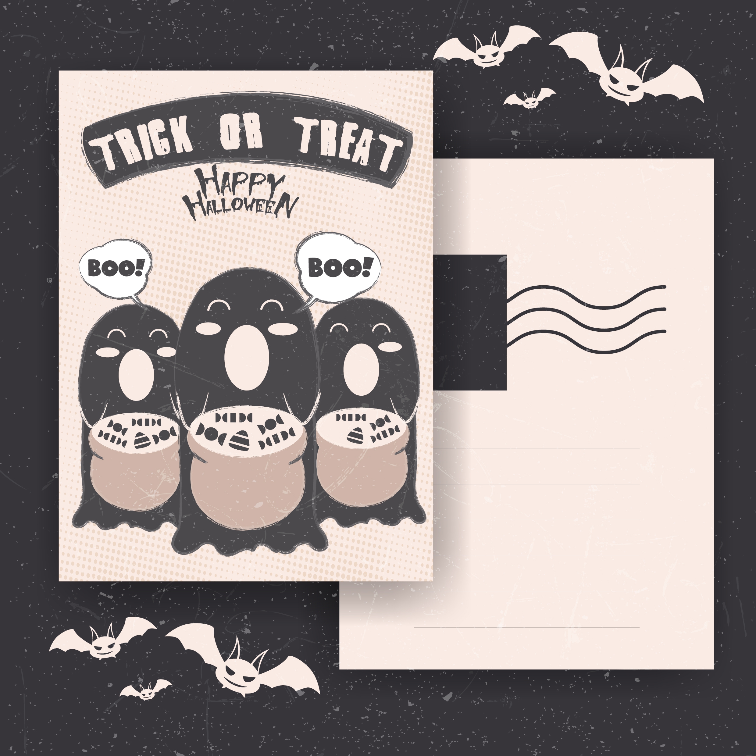 halloween postcard template dark tribal decoration