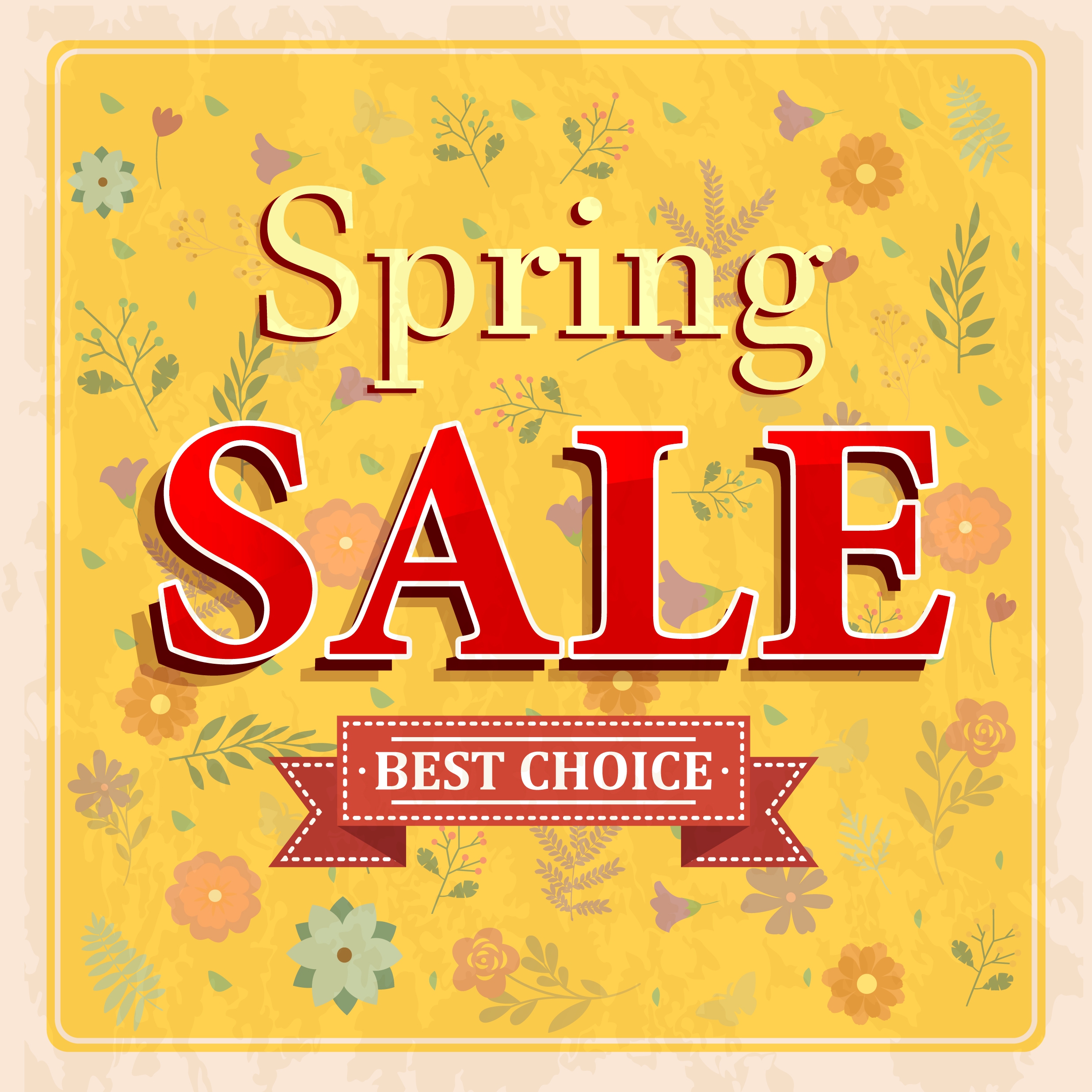 spring sale banner flowers icons decoration