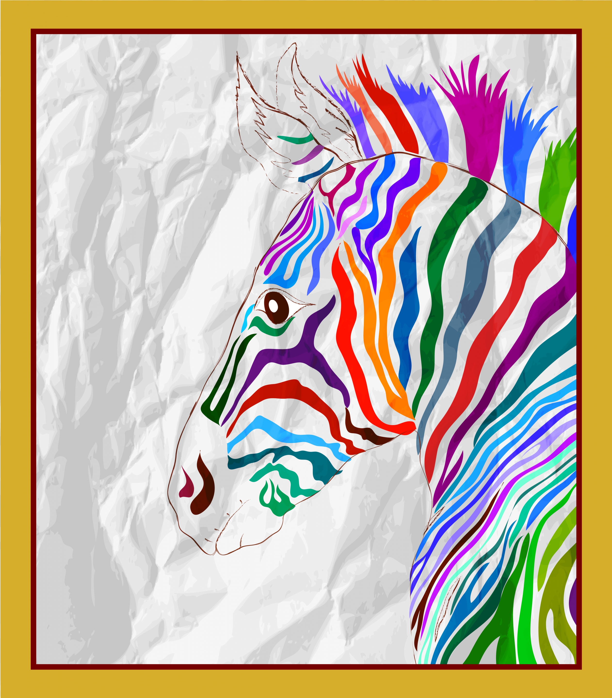 zebra drawing colorful handdrawn sketch