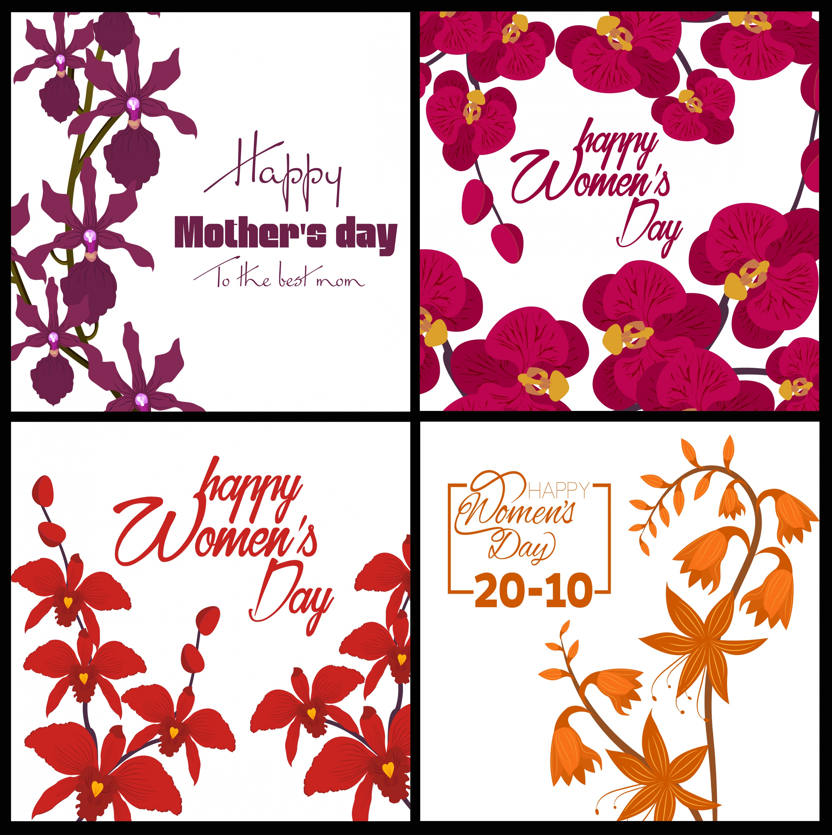 vietnamese women day banners orchids decoration isolation