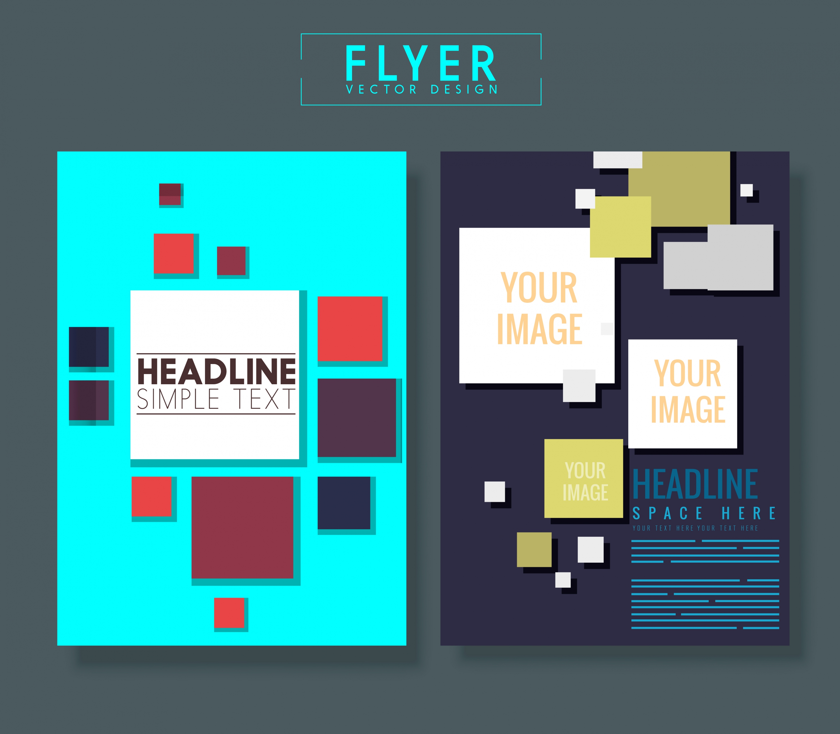 flyer template squares decoration multicolored design