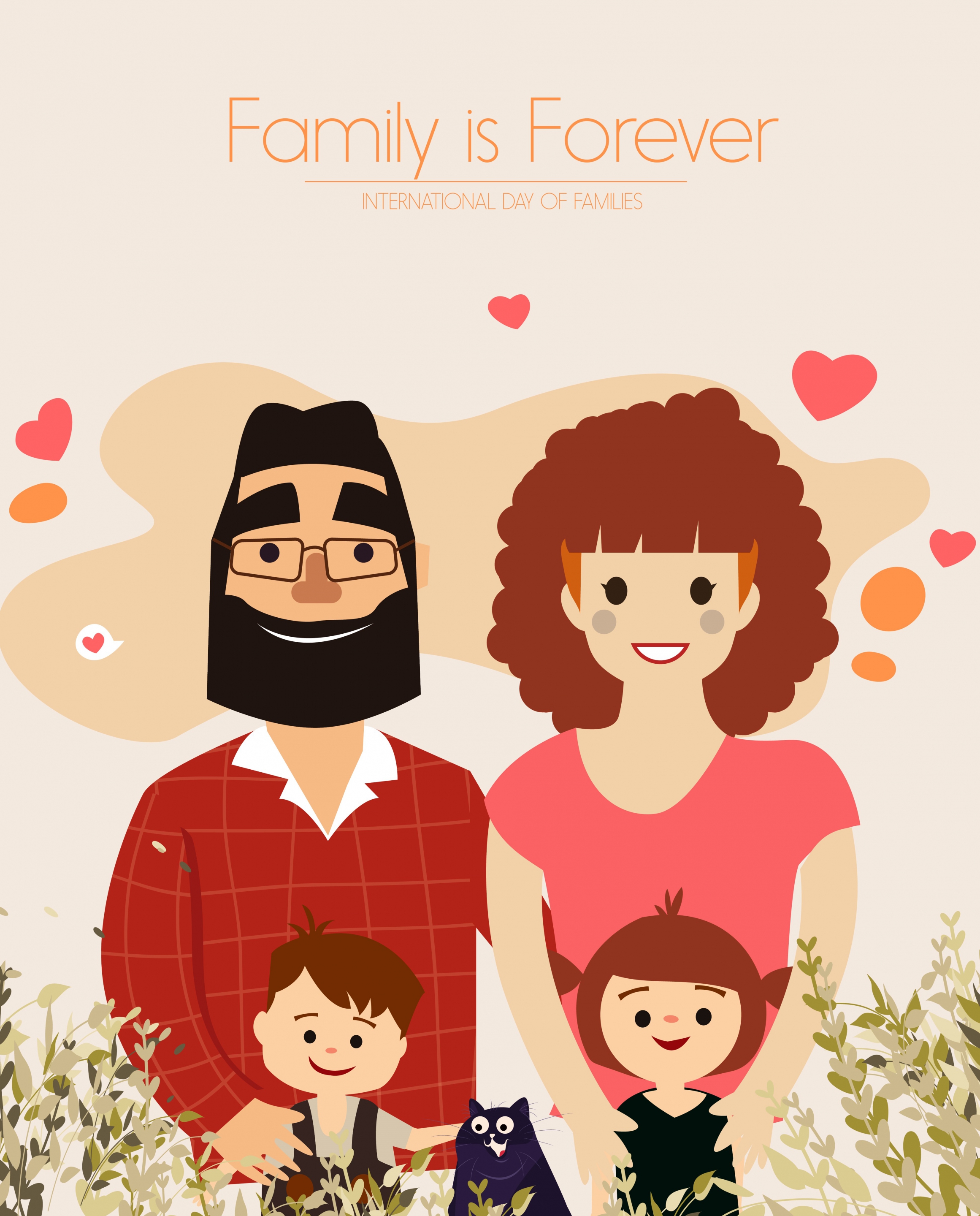 family banner parents children icons colored cartoon design