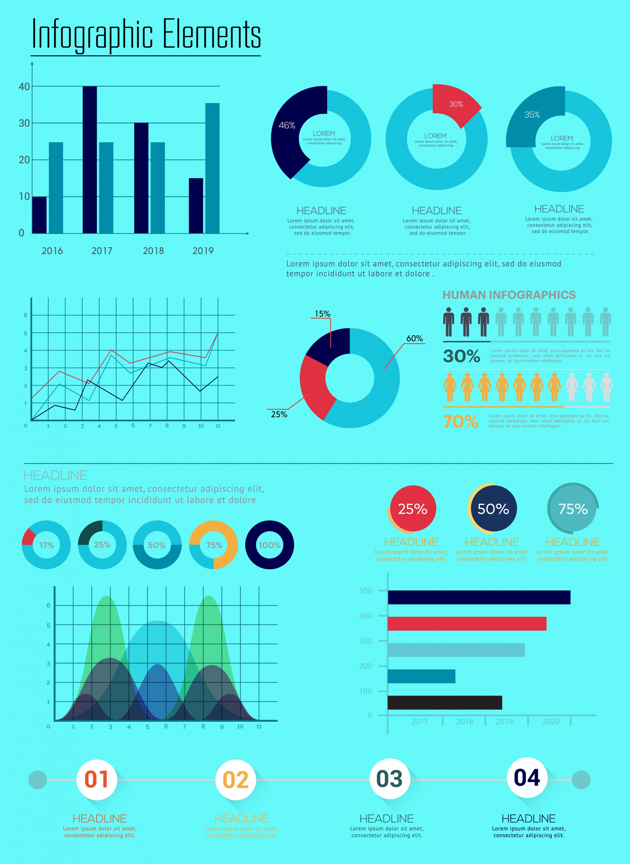 charts design elements bar round line design