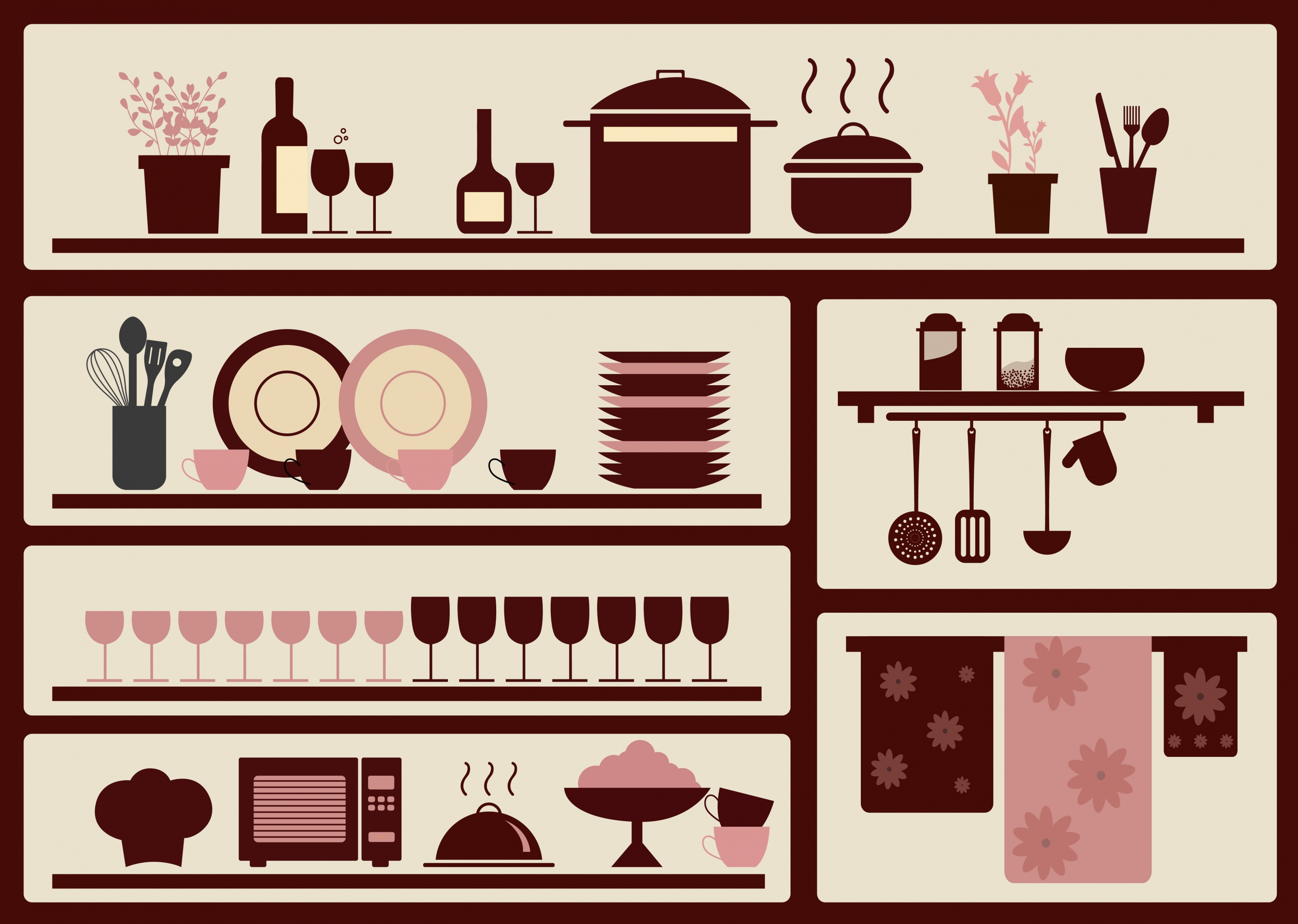 kitchenware objects design elements brown flat design