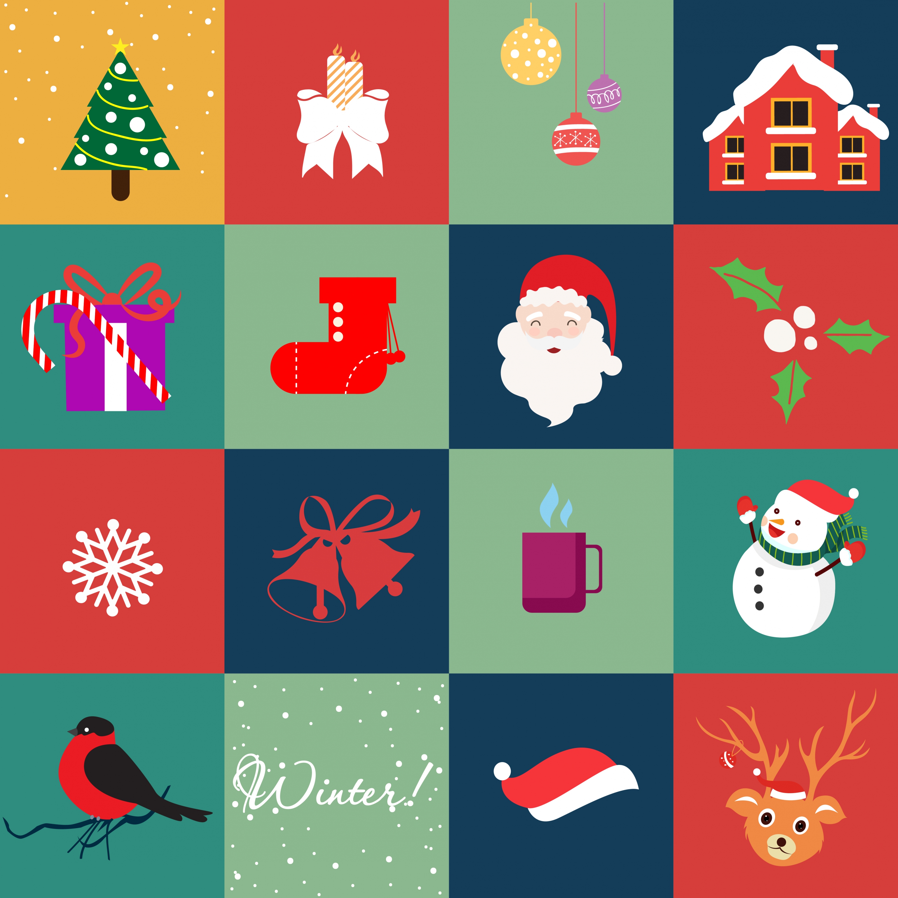 christmas design elements various symbols isolation