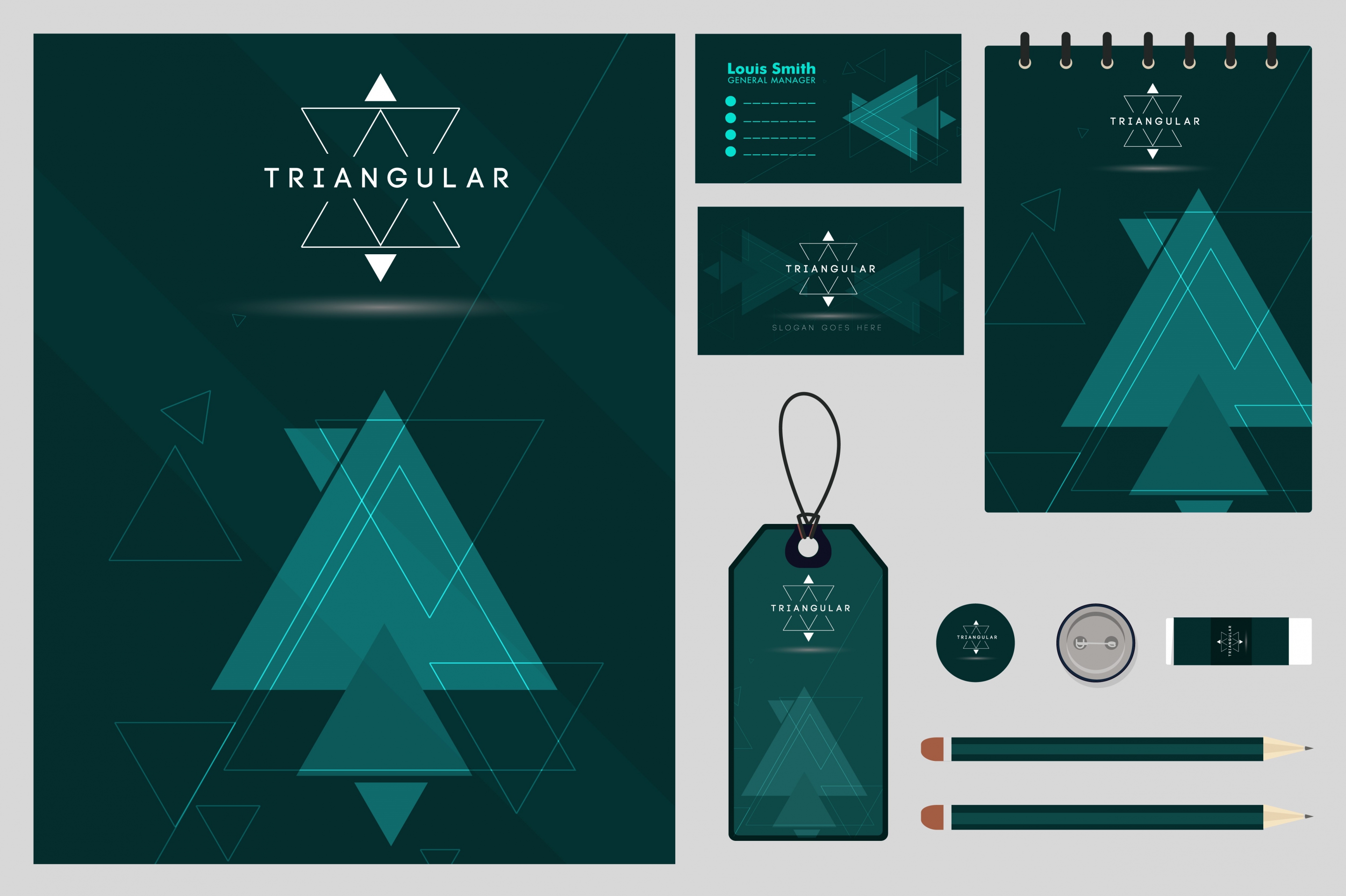 business identity sets dark green triangle decoration