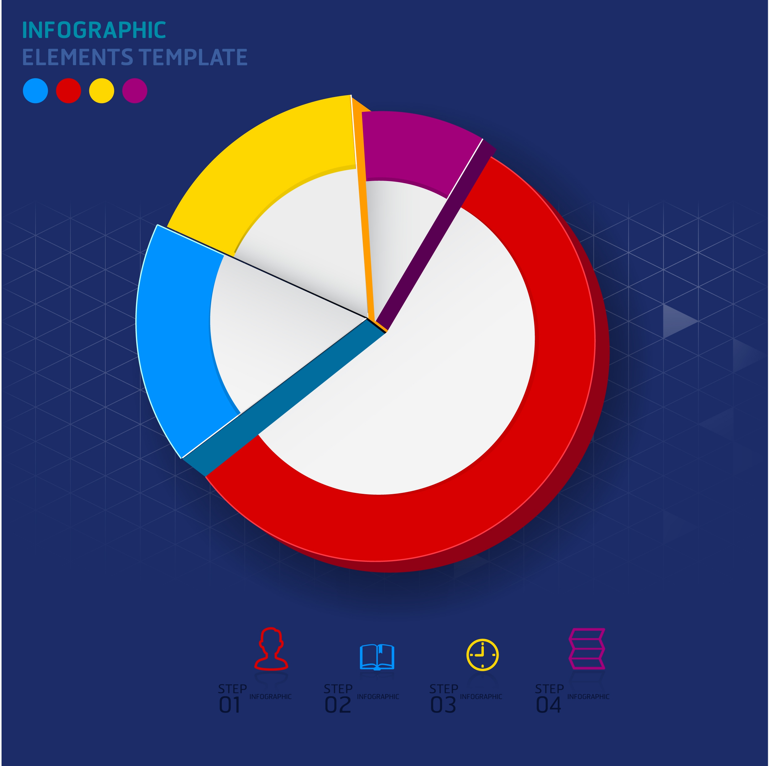 infographic template round pipe chart colorful 3d decor