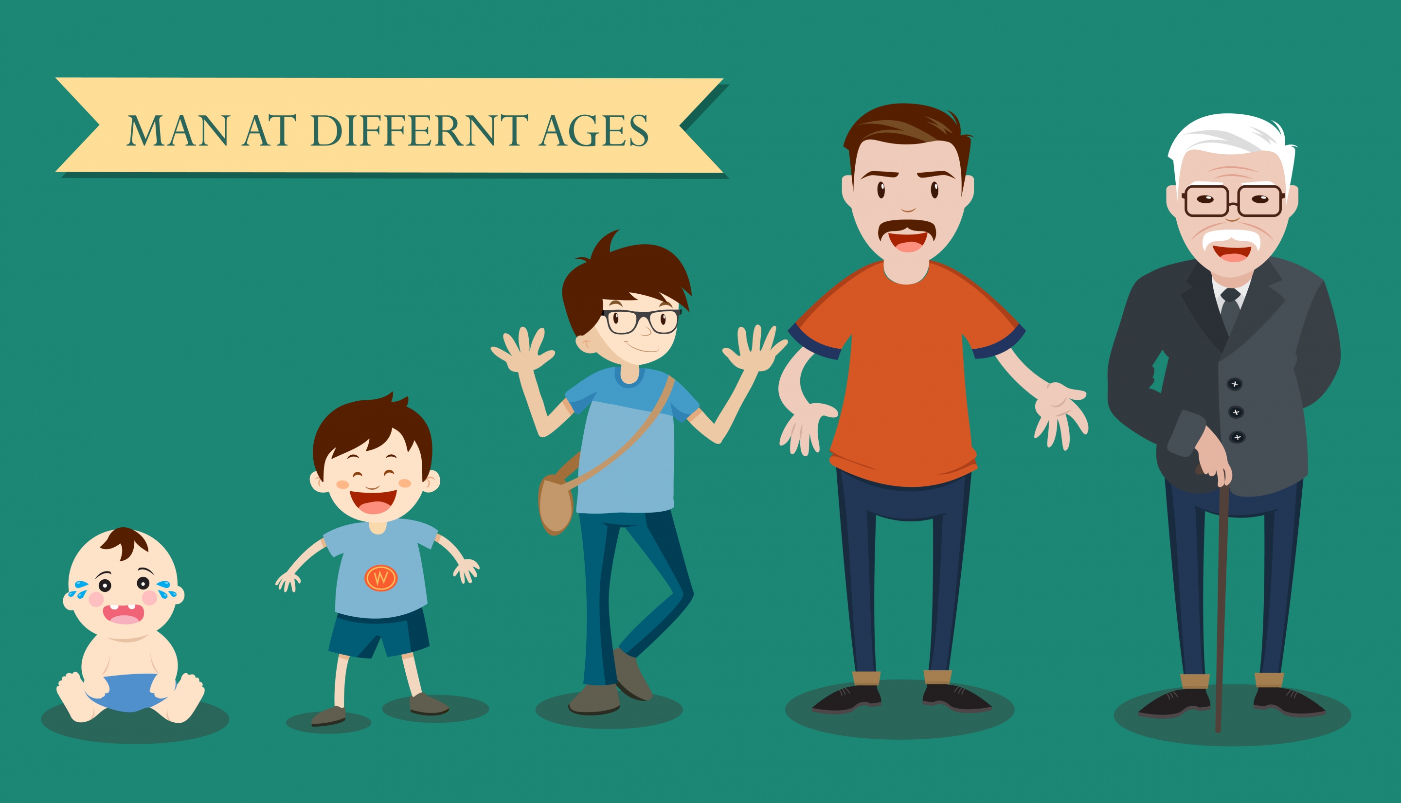 male ages icons various stages colored cartoon design