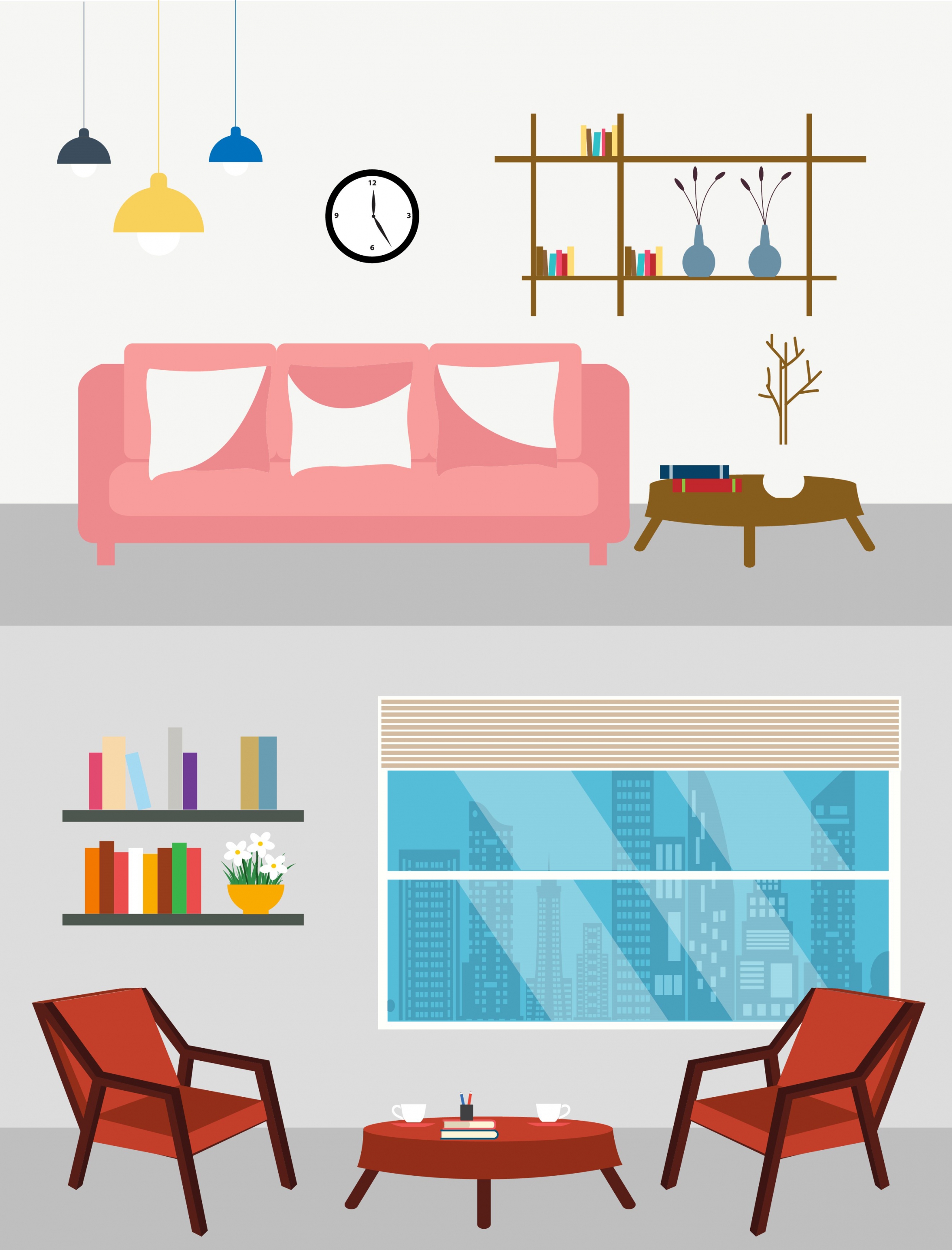 furniture decor advertising templates 3d multicolored objects