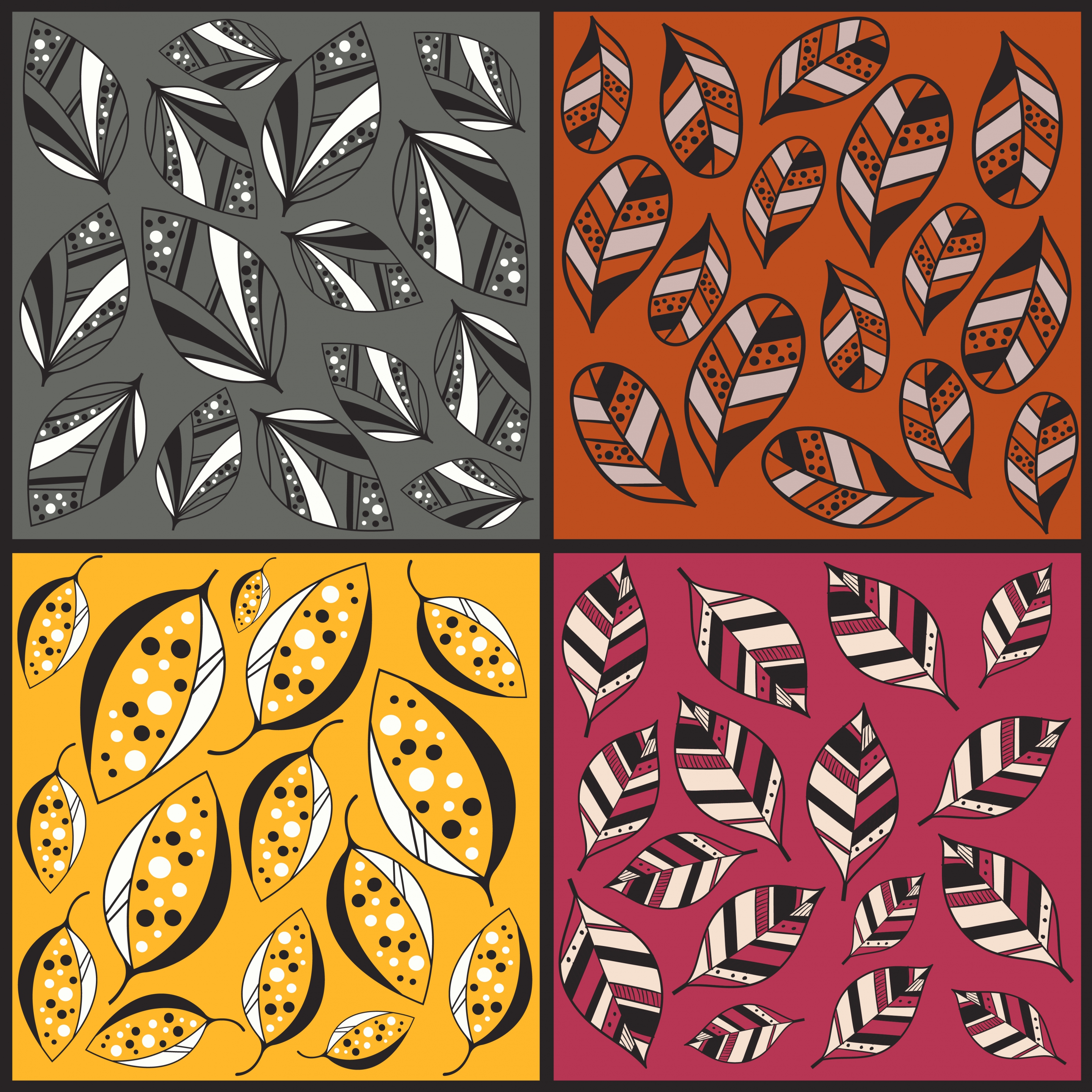 leaf background sets multicolored flat isolation