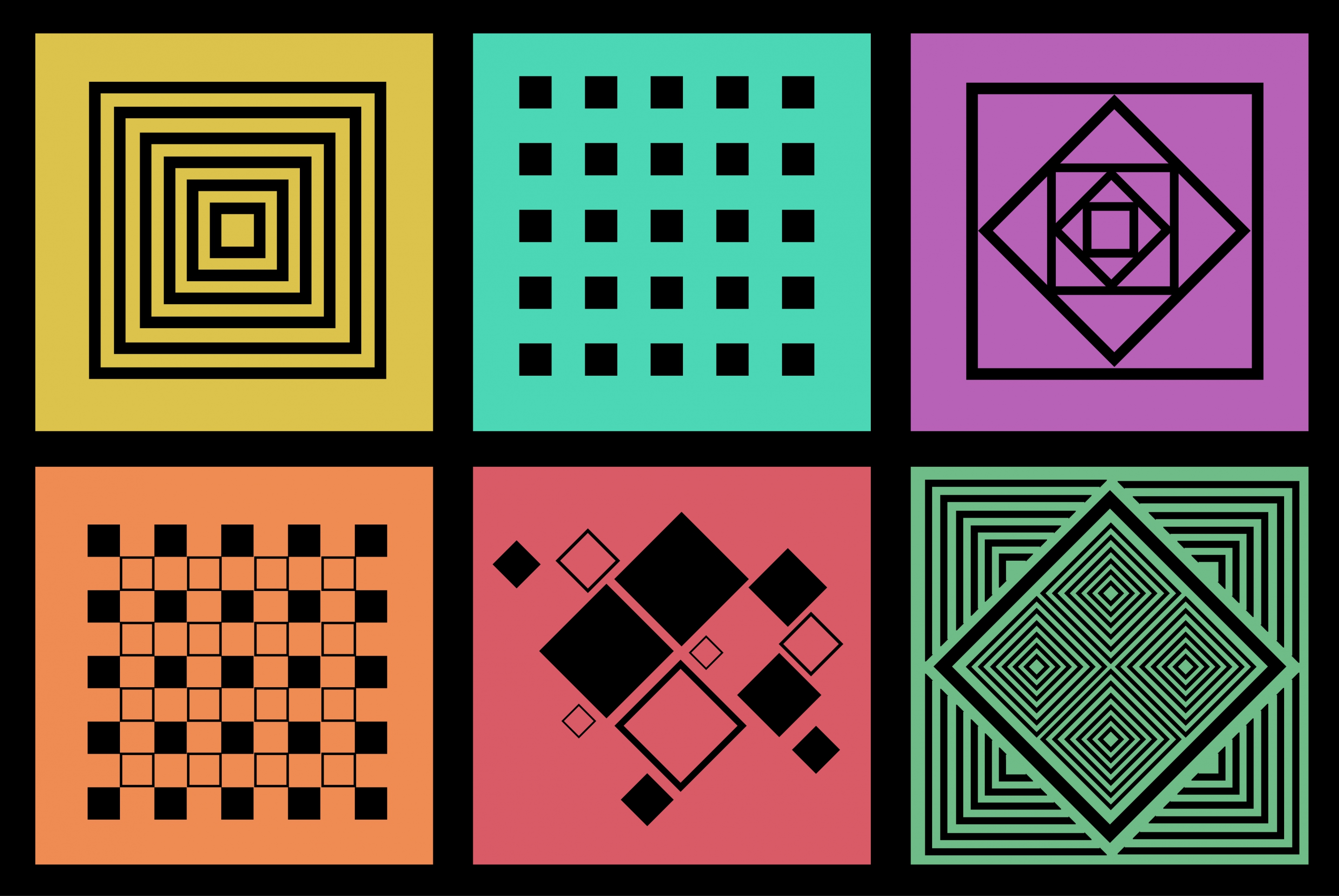 decorative squares background sets colorful flat isolation