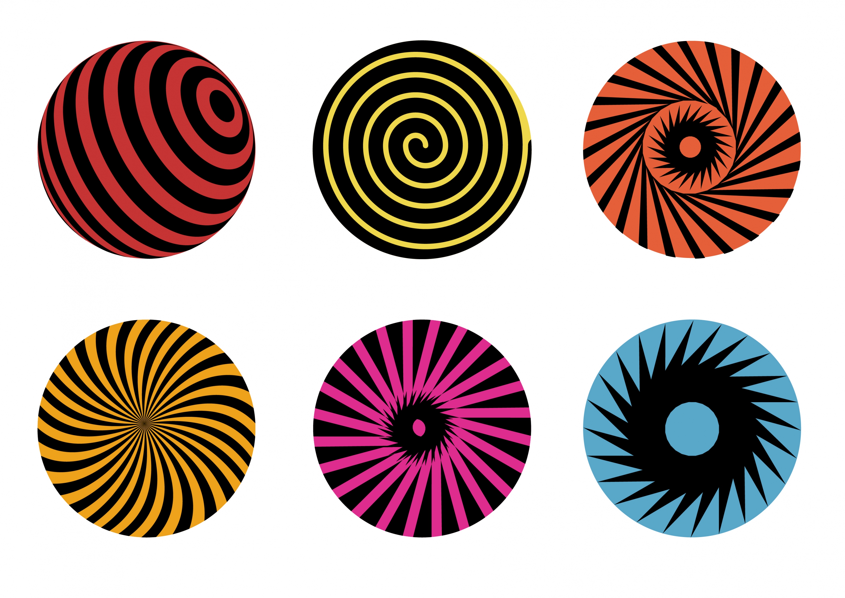 twist circles icons collection multicolored delusion design