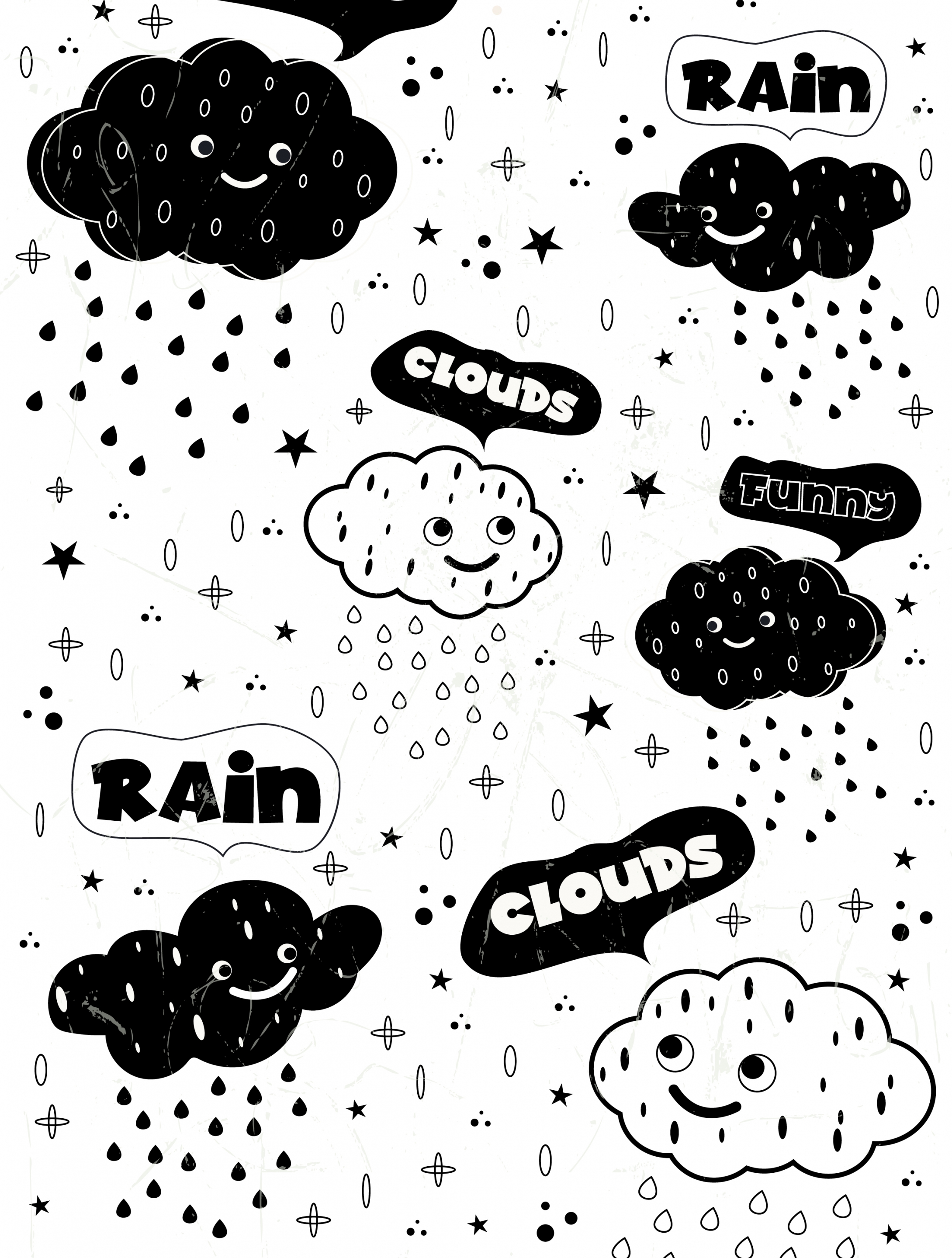 weather background stylized clouds icons black white design