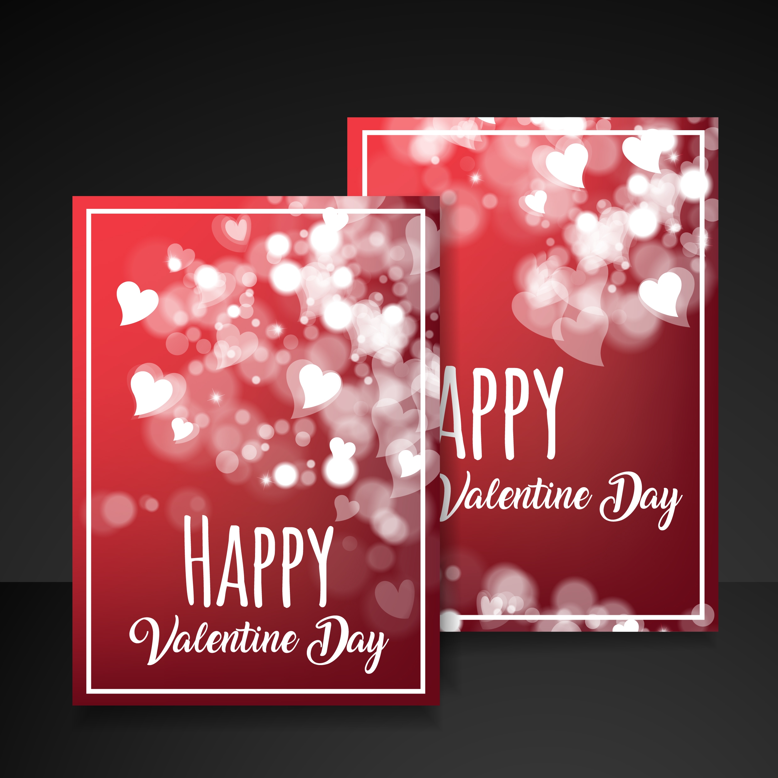 valentine card template bokeh hearts decor