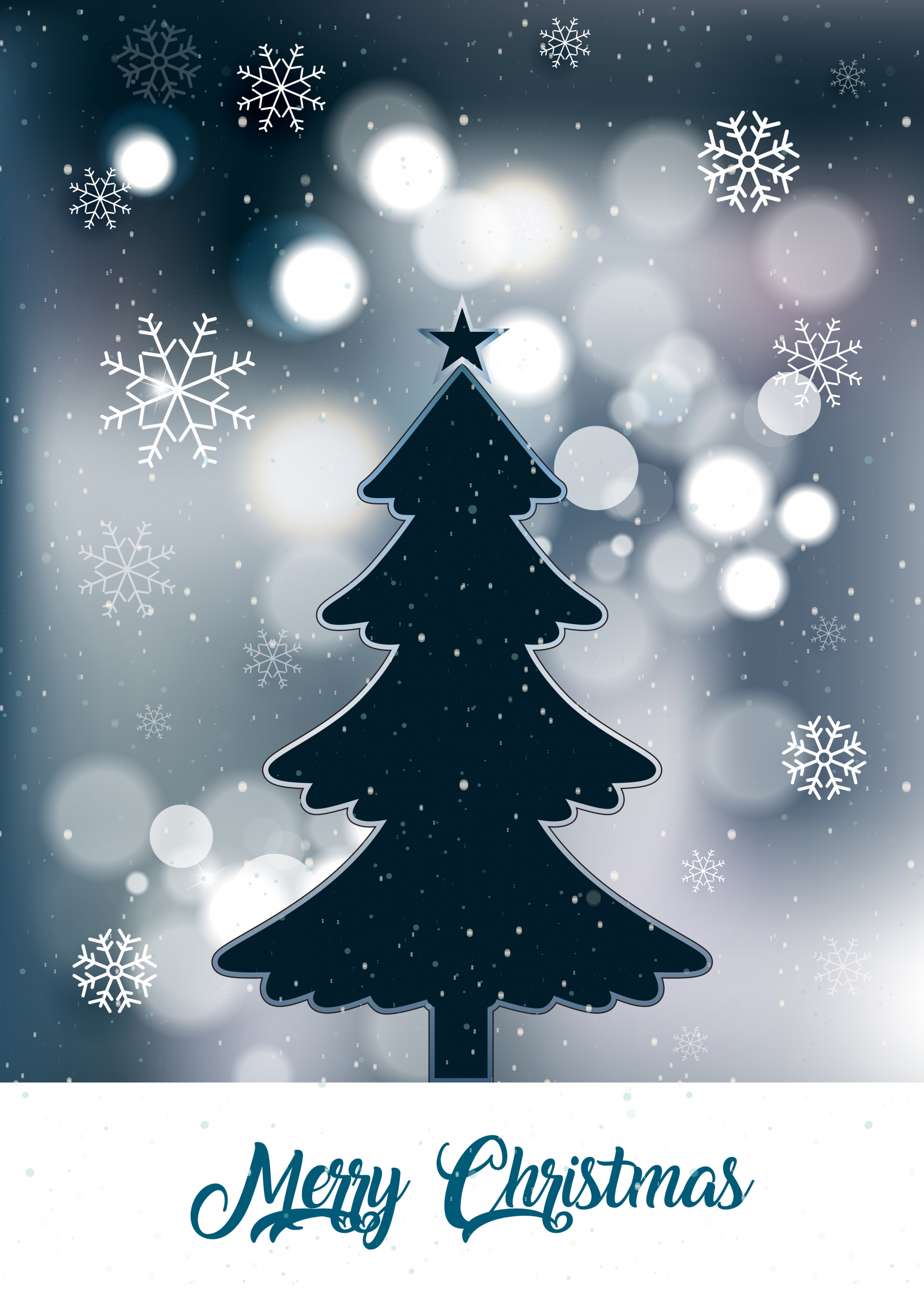 christmas banner fir tree snowflakes bokeh backdrop