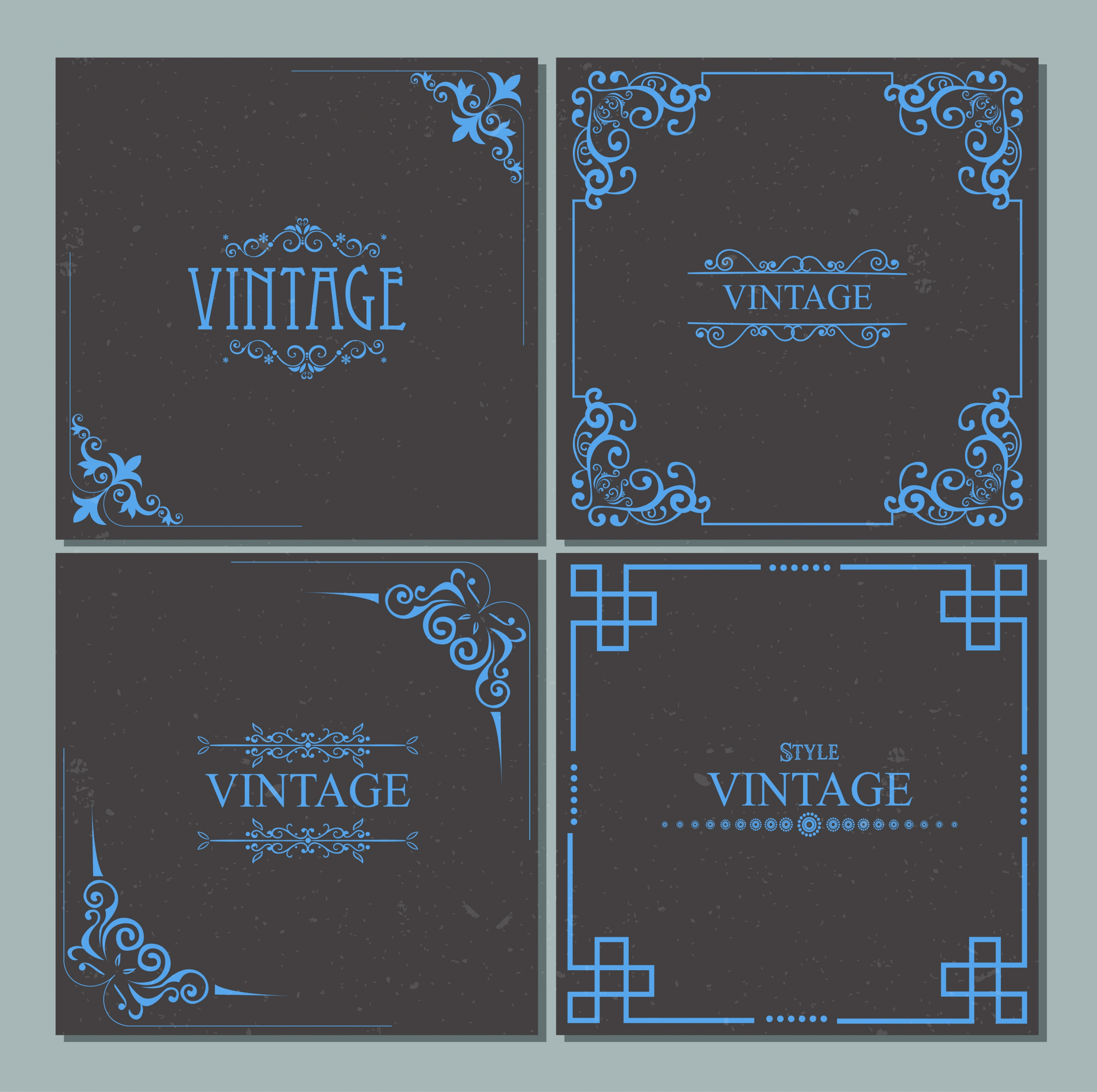 classical decorative corner templates dark blue design