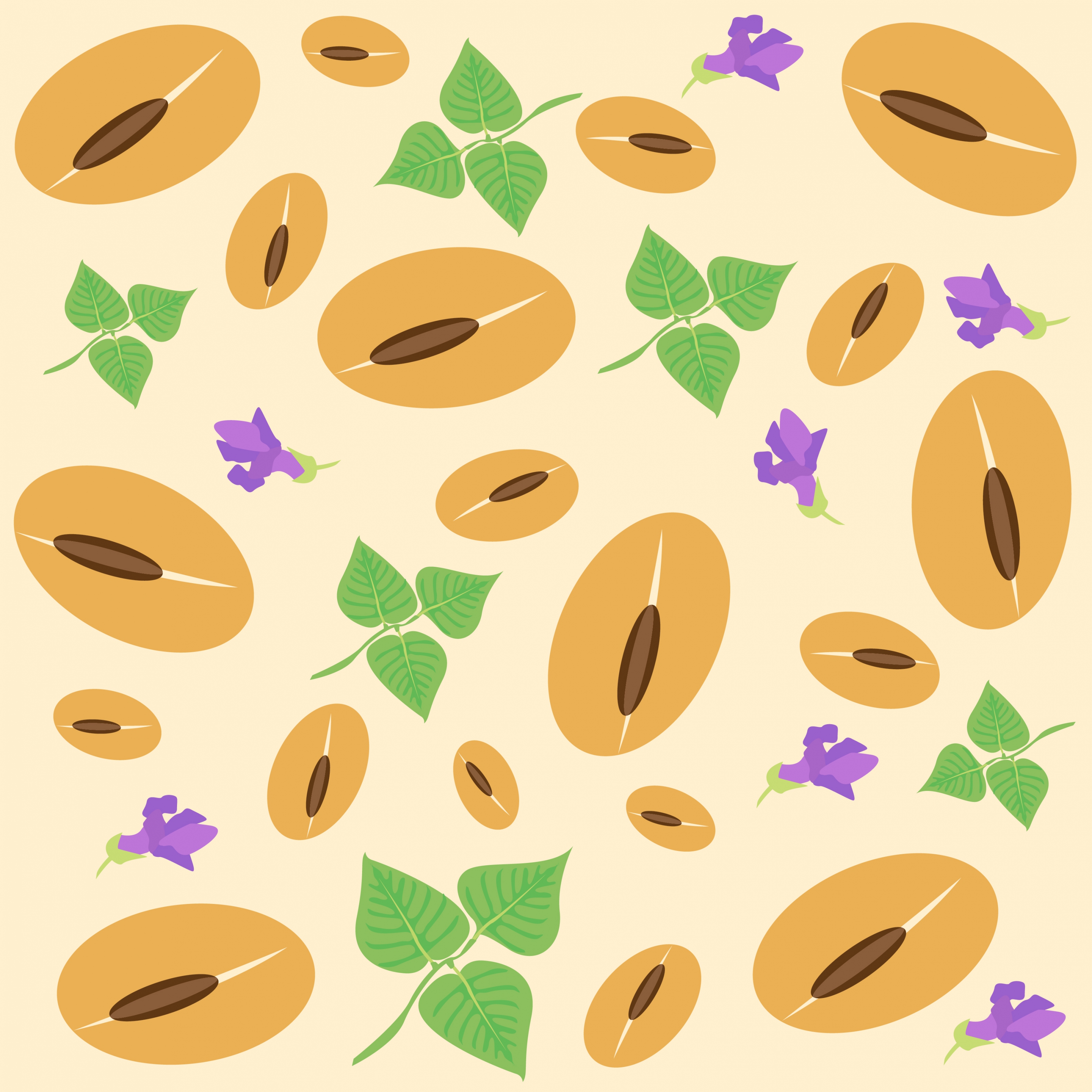 natural food background repeating soybean leaf flower icons