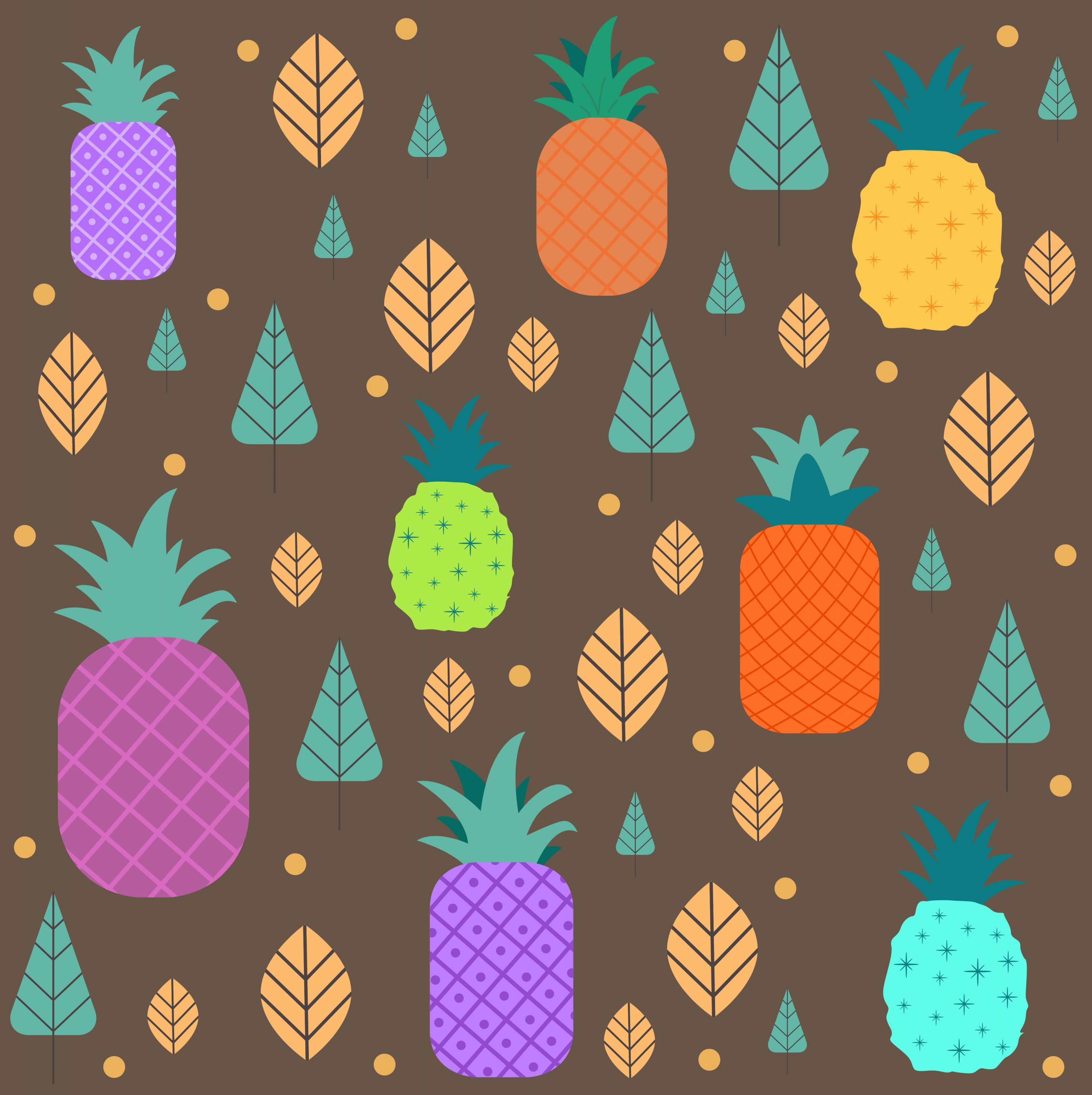 pineapple background colorful flat design repeating icons