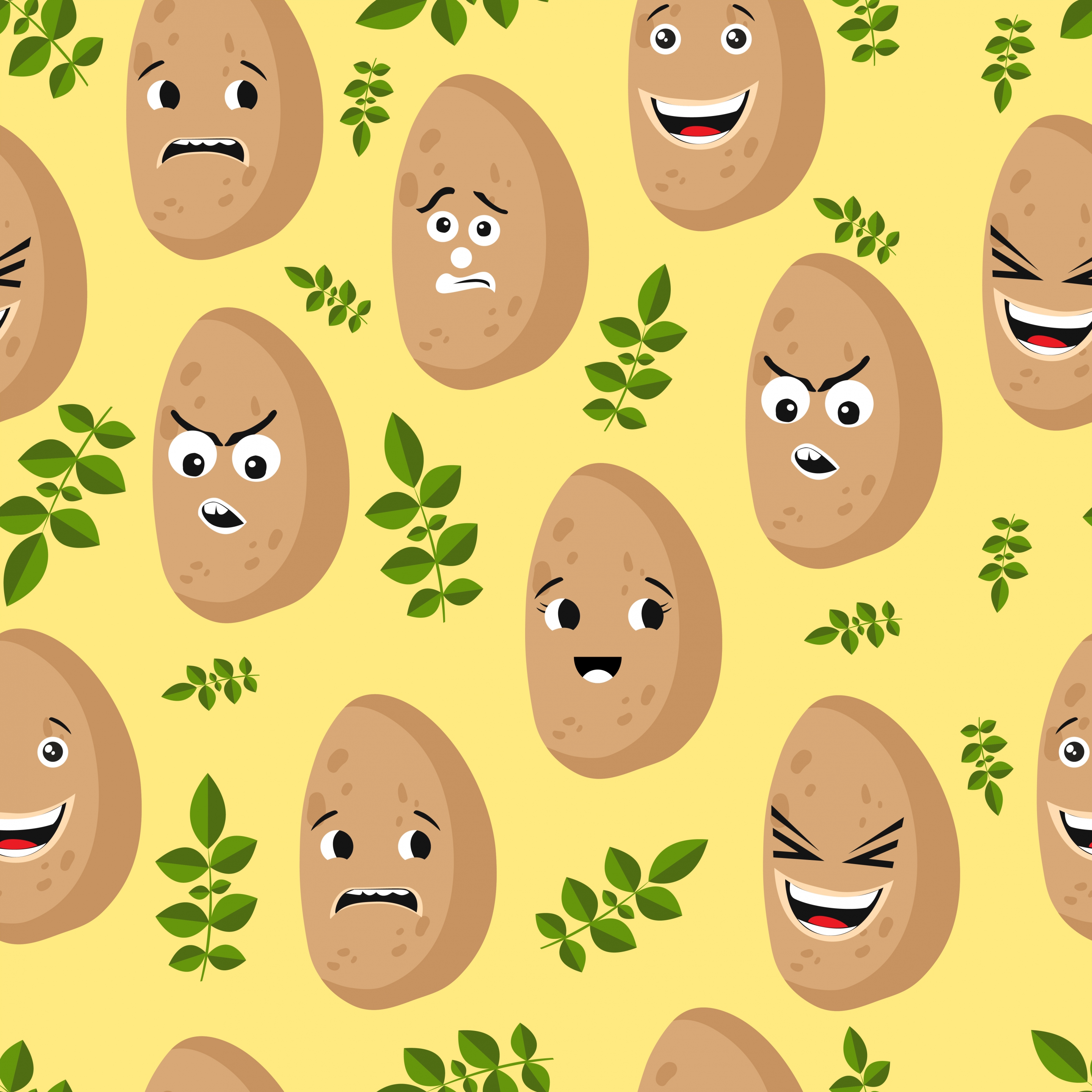 potato background funny stylized icon repeating decoration