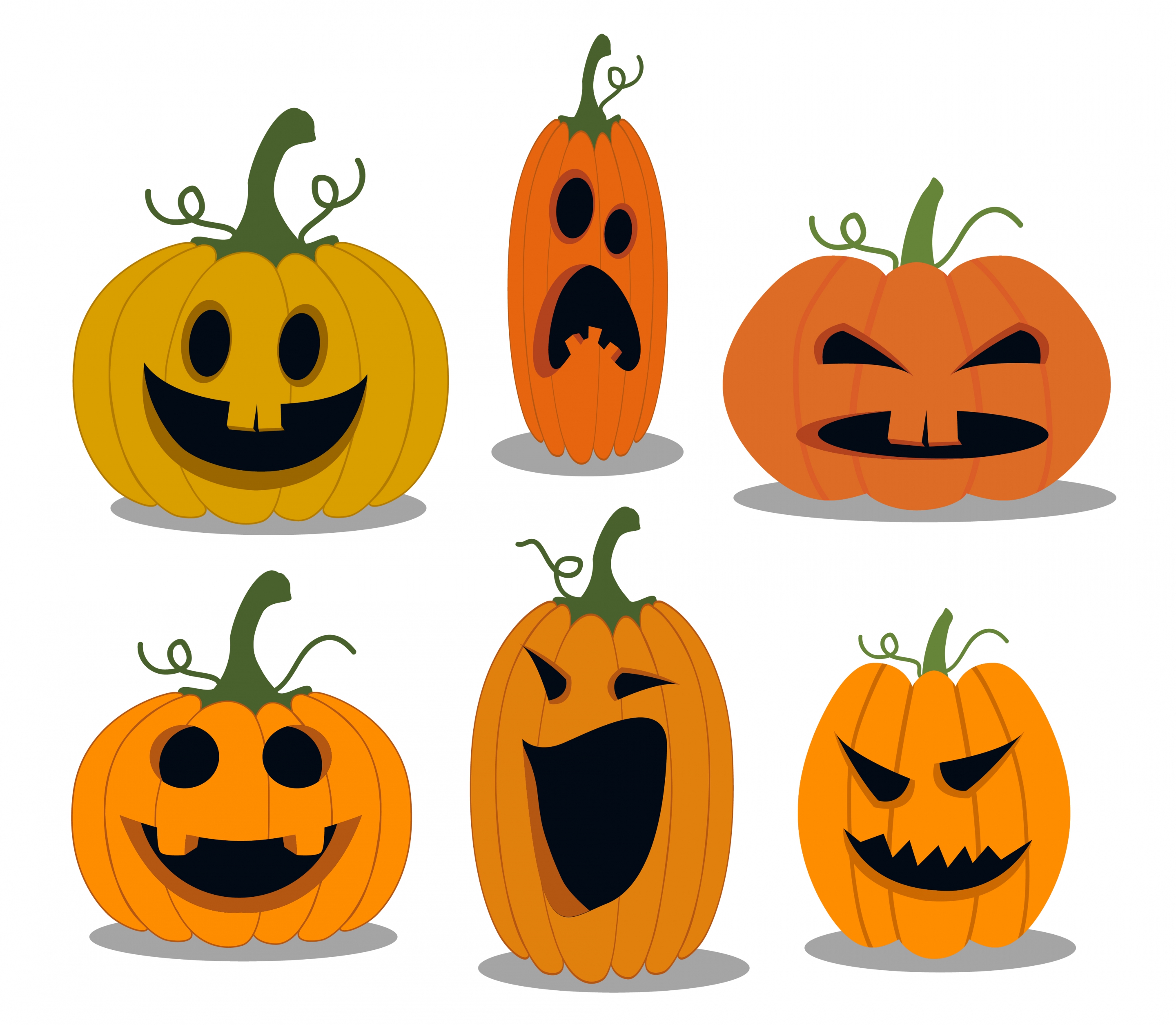 halloween pumpkin icons collection various emotion isolation