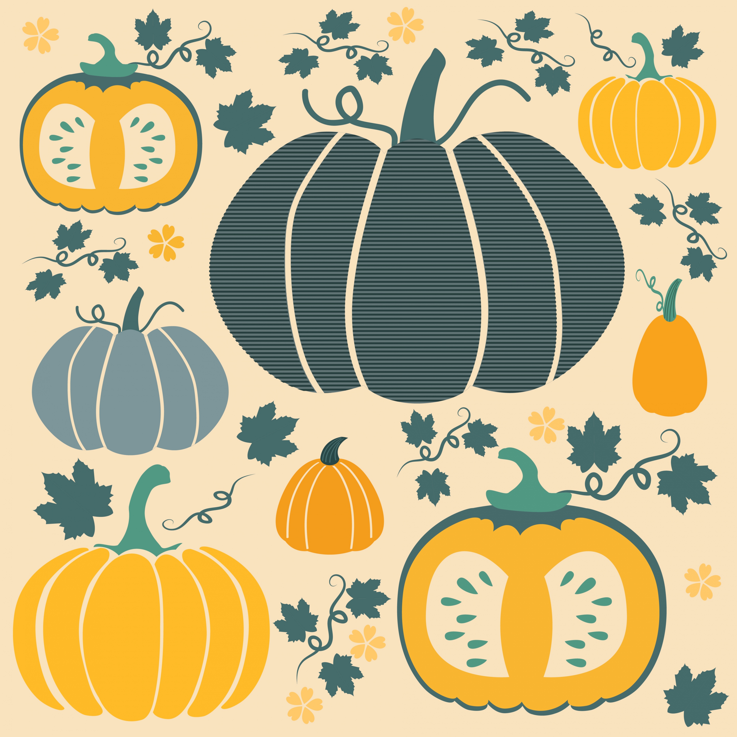 pumpkin background multicolored flat decoration