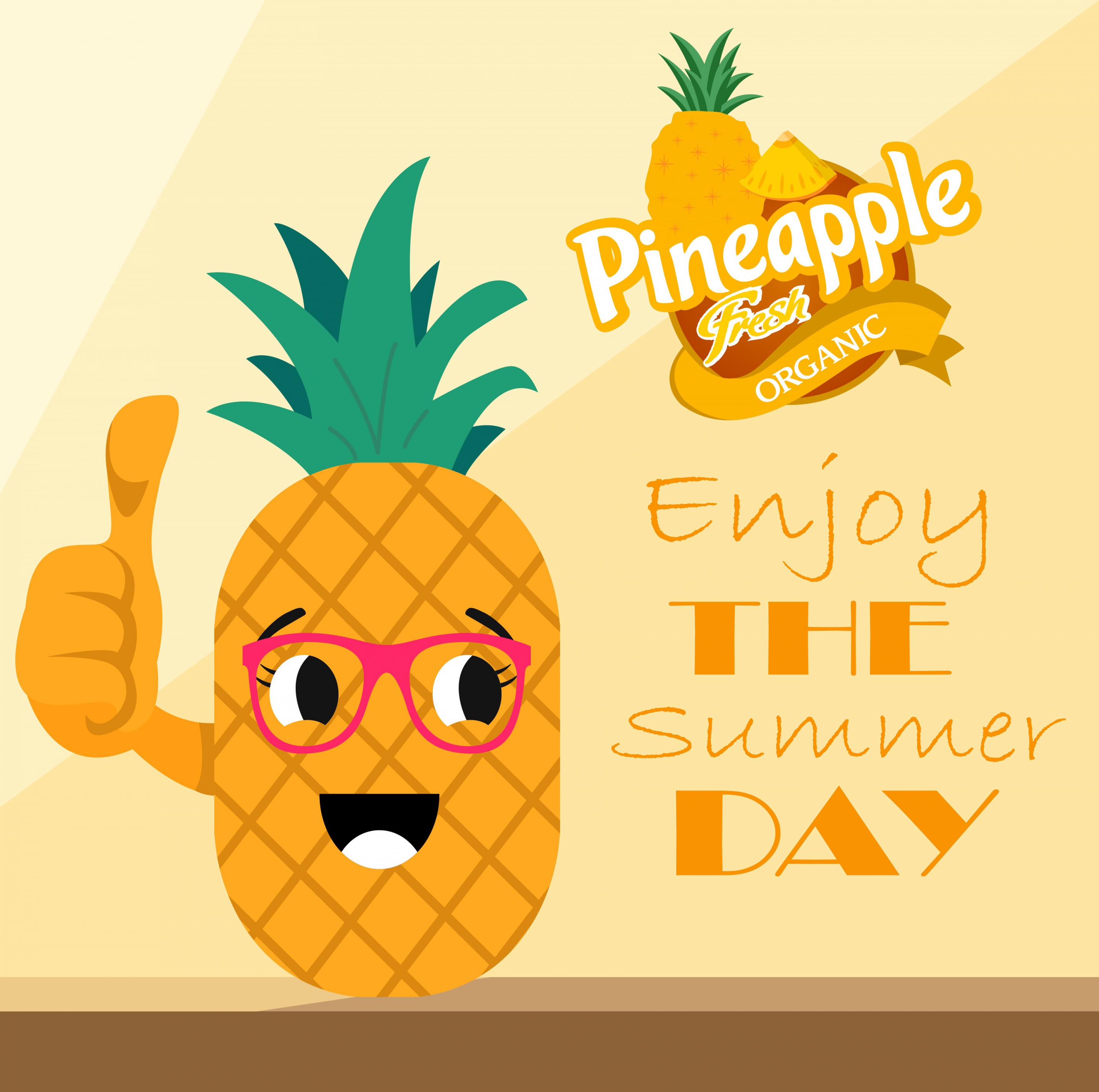 summer poster stylized pineapple icon yellow decor