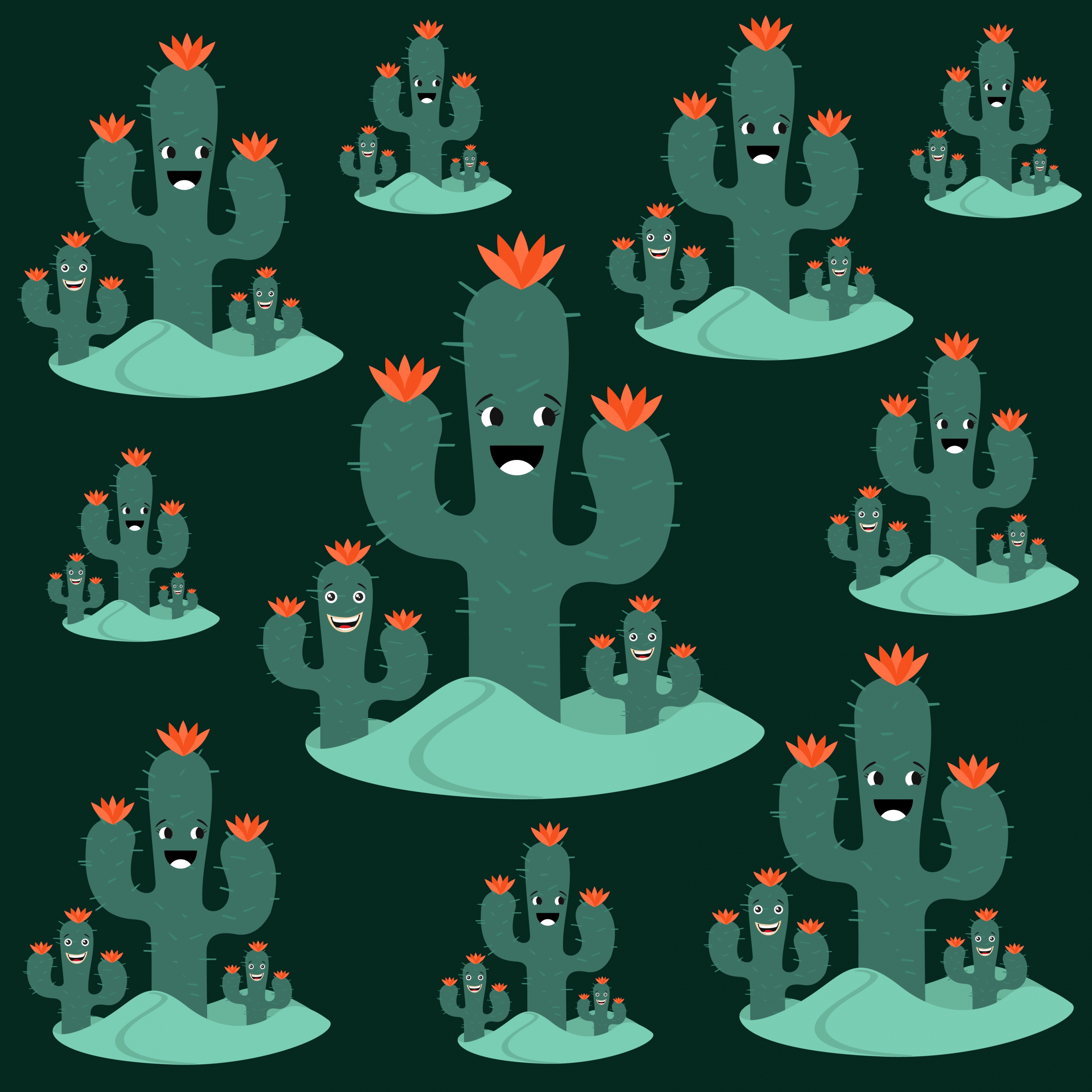 cactus background stylized tree green tree icons