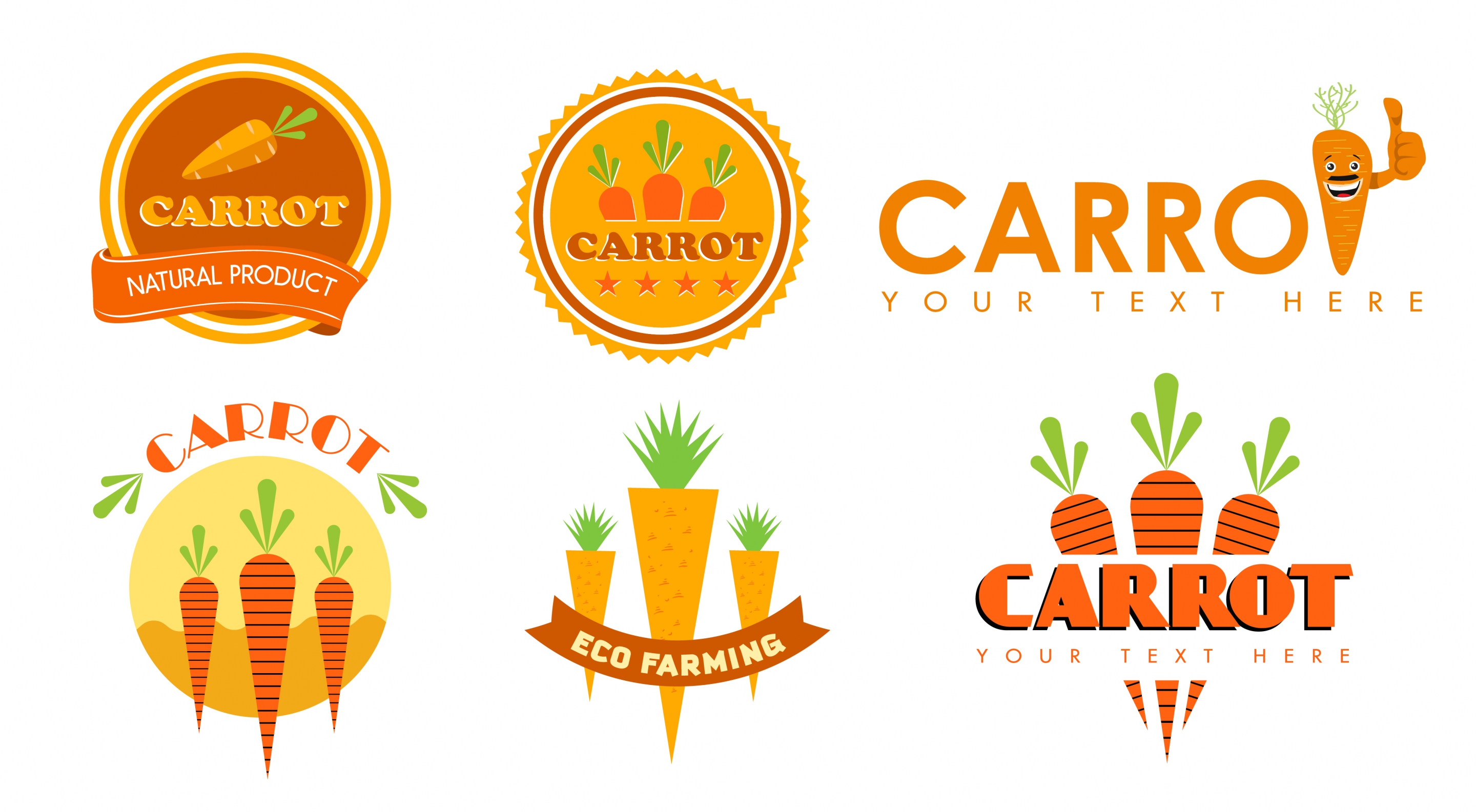 carrot identity sets logotype seal icons isolation