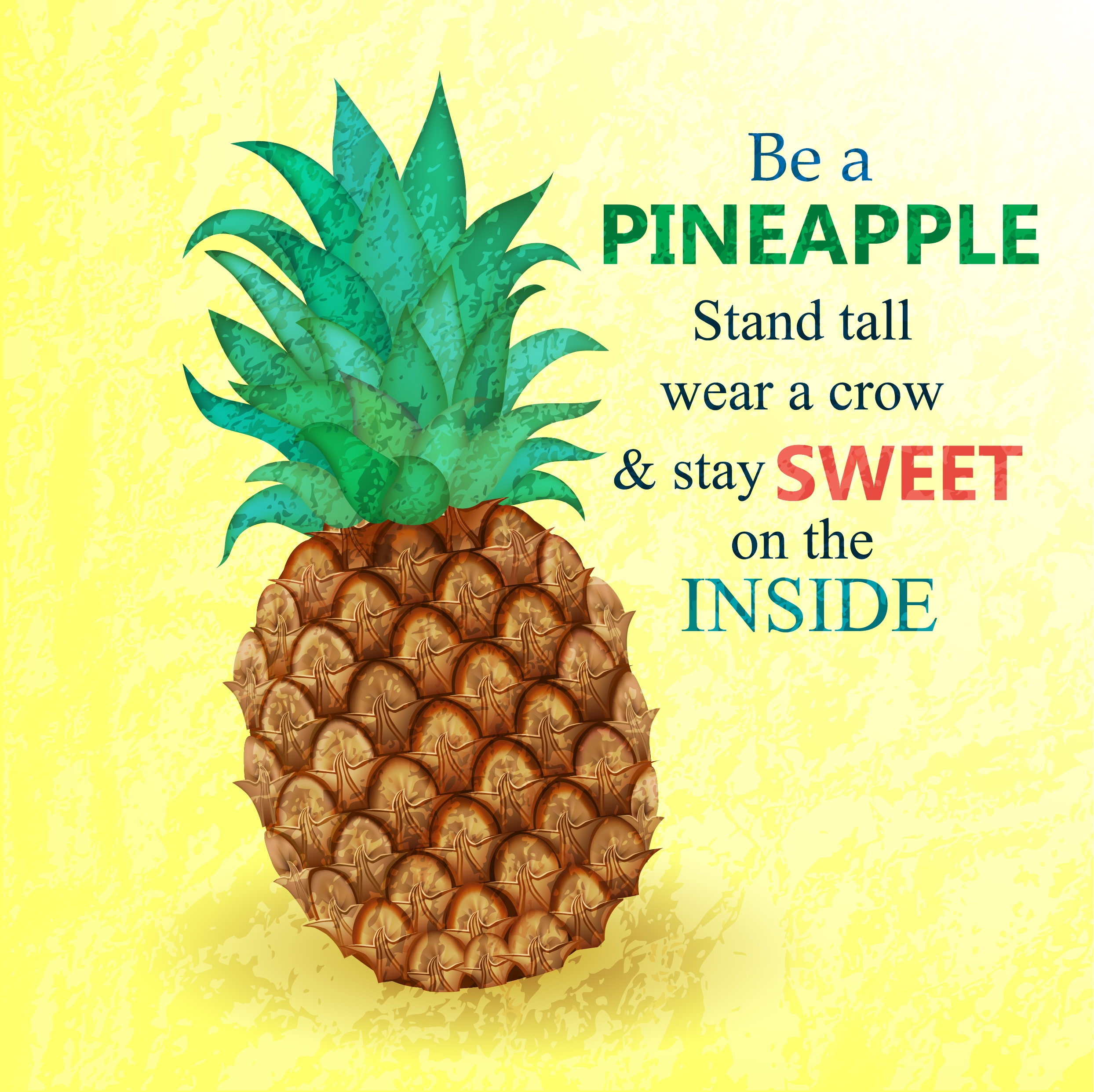 pineapple advertisement colorful flat design retro style