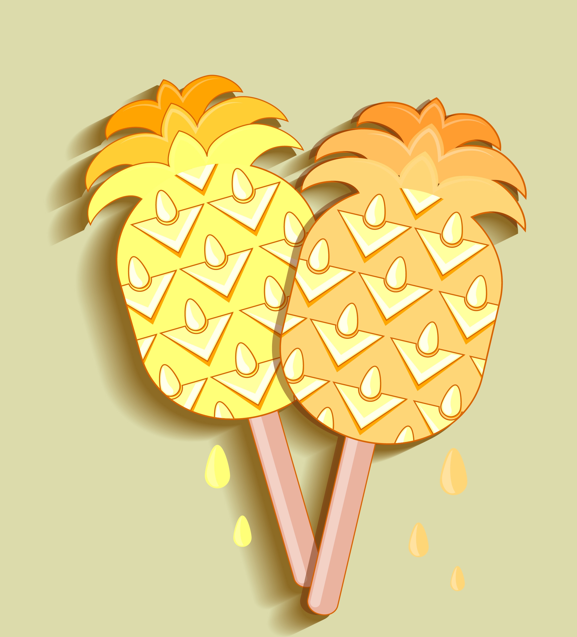 ice cream icon pineapple shape decor flat design