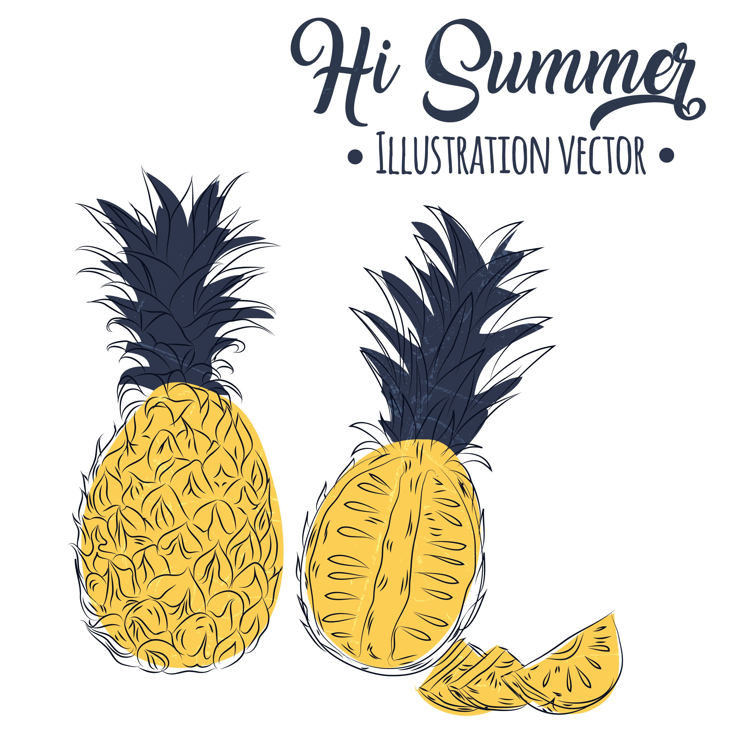 summer banner pineapple icons handdrawn design