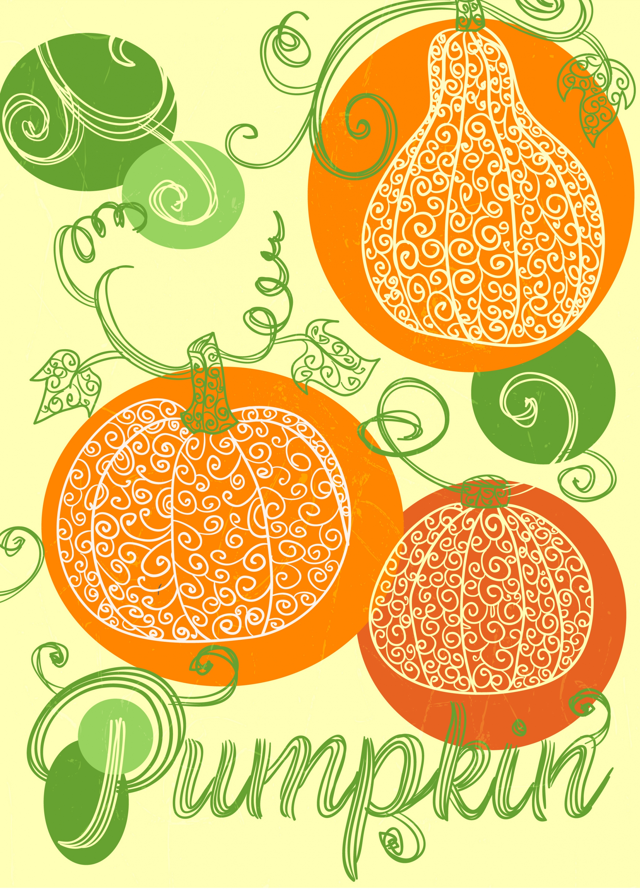 pumpkin background handdrawn sketch curves calligraphy decor