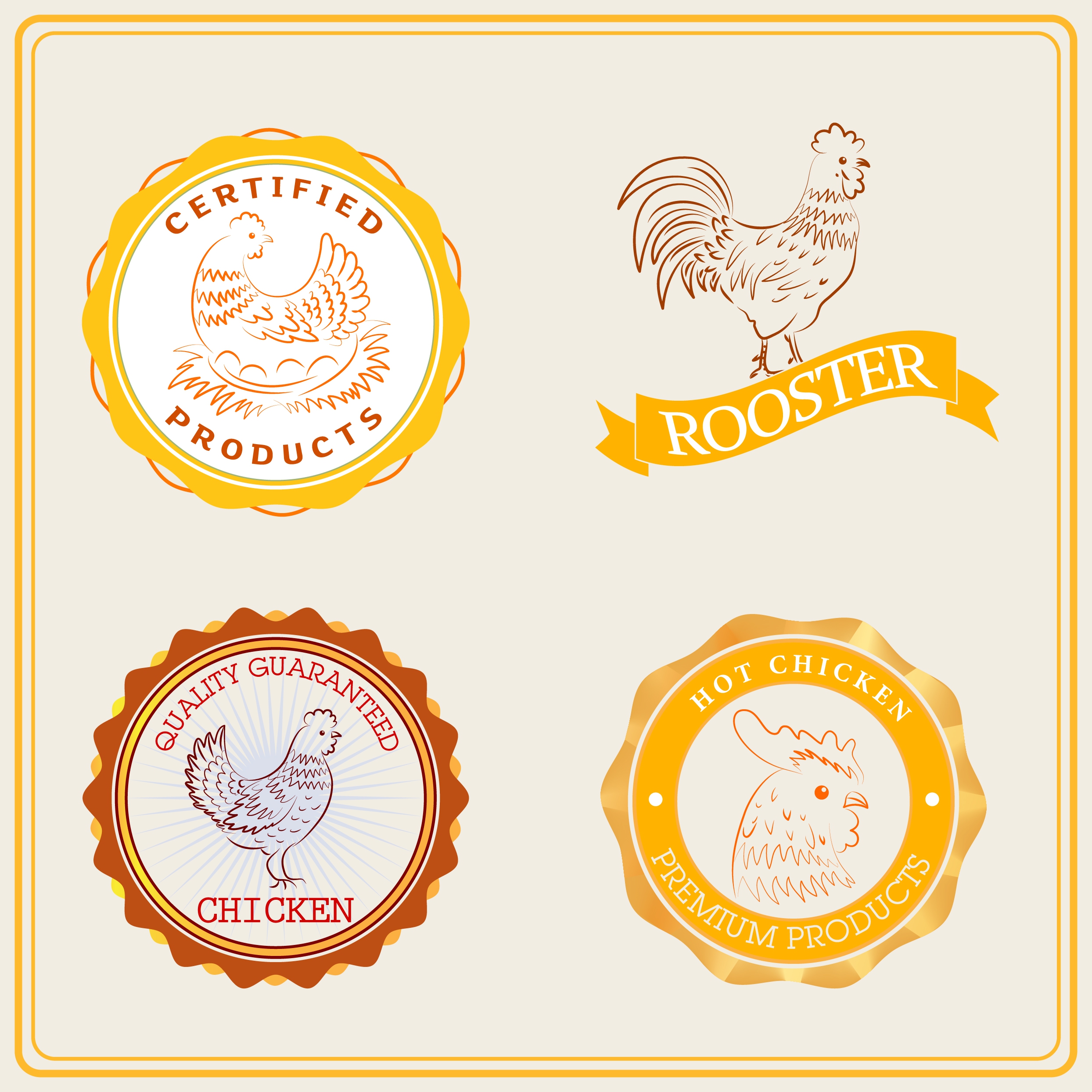 farm products logotypes chicken icon sketch